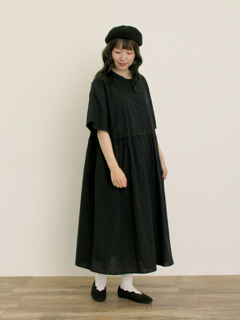 Samansa Mos2「【WEB限定】ちび襟シャツワンピース」|ワンピース|ブラック