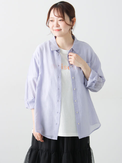 Samansa Mos2「柄アソートシアーシャツ」|シャツ・ブラウス|パープル