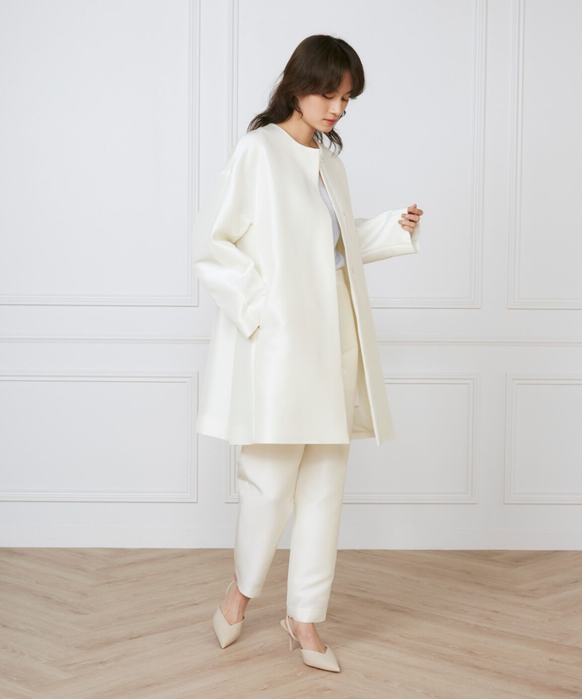 INED「ノーカラーAラインコート《la veille by SUPERIOR CLOSET》」|ピーコート|