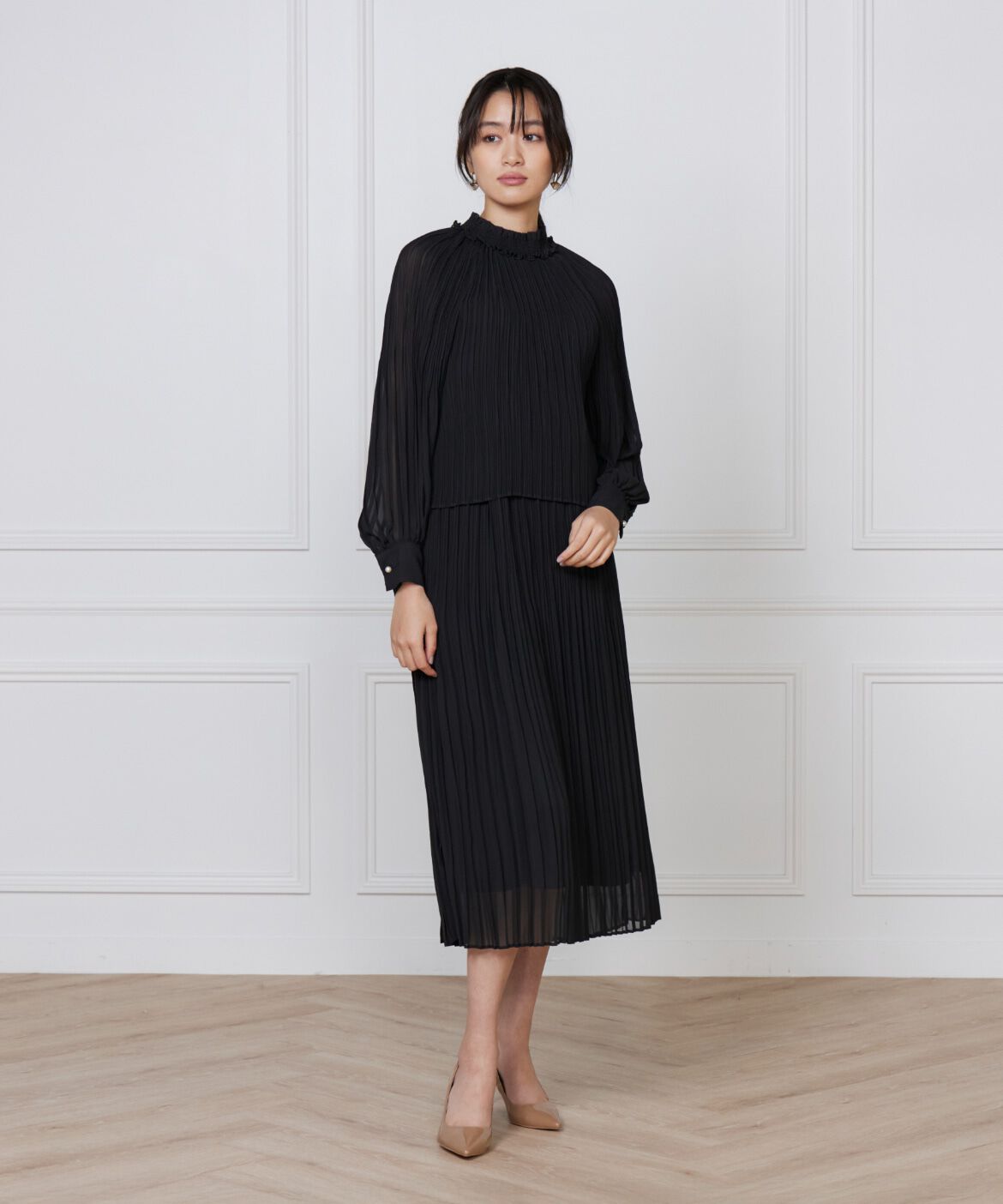 ef-de Black「シフォンプリーツワンピース」|ワンピース|