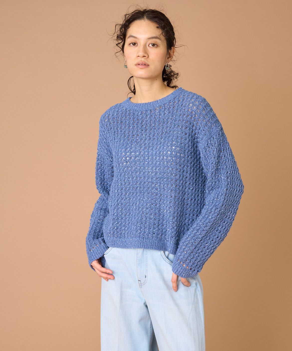 INED「《大きいサイズ》スパンコールニット」|ニット・セーター|