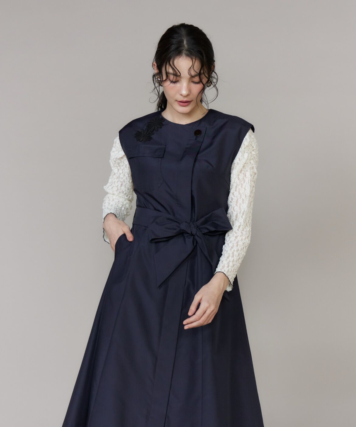 Maglie le cassetto「《大きいサイズ》フラワーモチーフレースワンピース《M Maglie le cassetto》」|ワンピース|