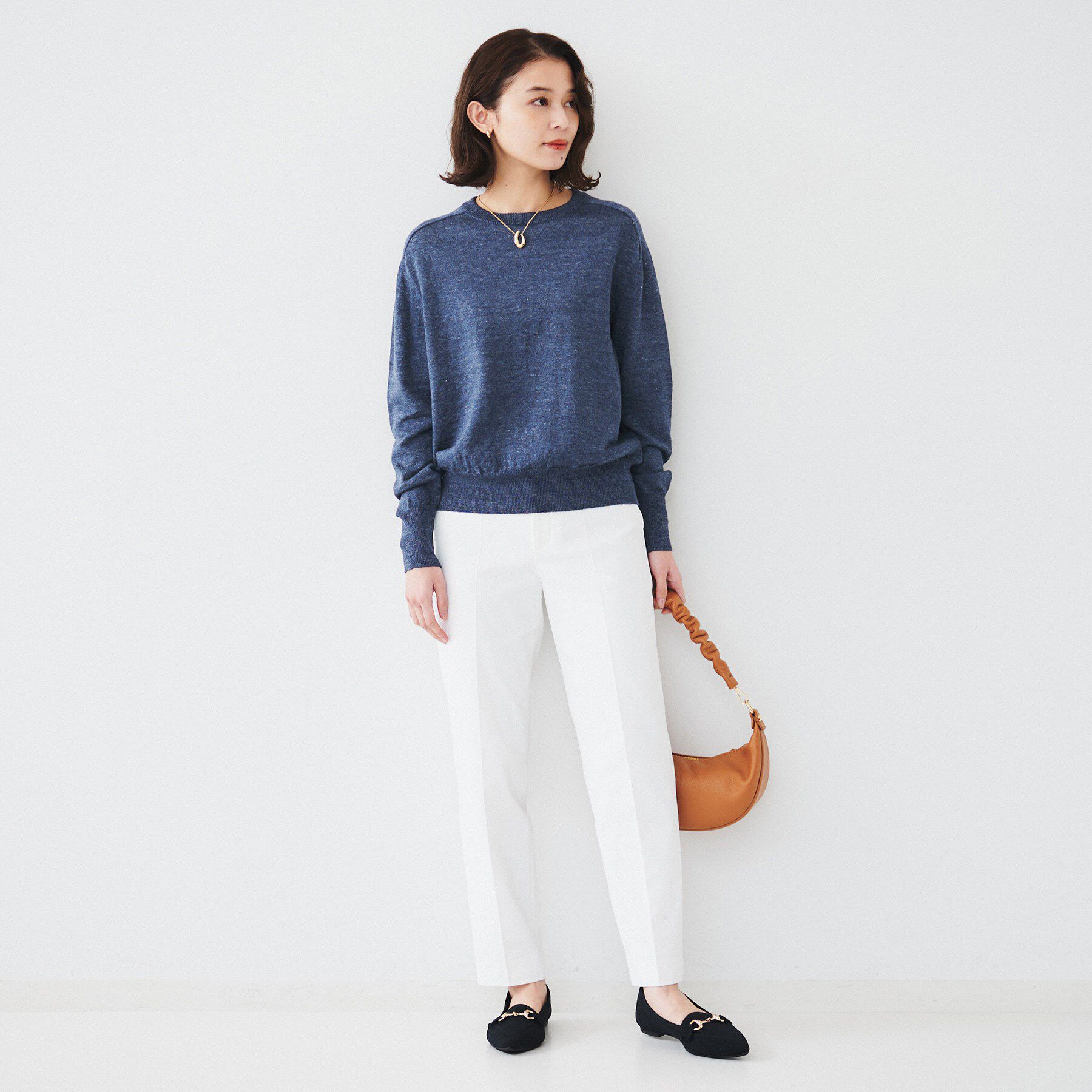 UNTITLED「【アンサンブル可能/洗える】リネン混ベーシックニット」|ニット・セーター|