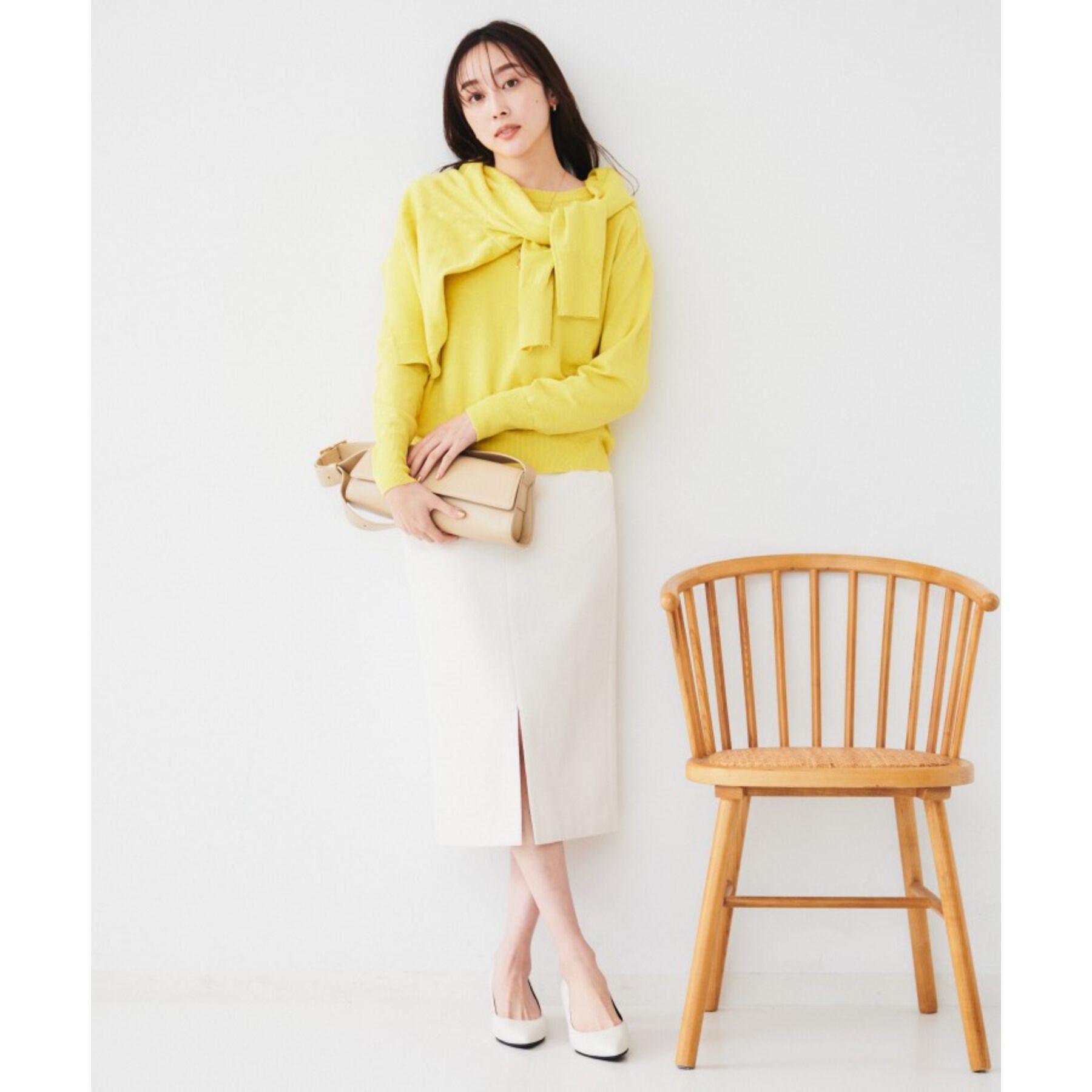 UNTITLED「【アンサンブル可能/洗える】リネン混ベーシックニット」|ニット・セーター|