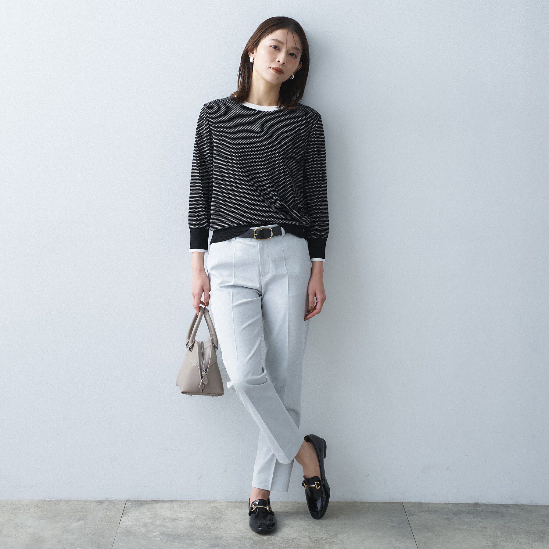 UNTITLED「【アンサンブル可/洗える】配色ハイゲージニットトップス」|ニット・セーター|