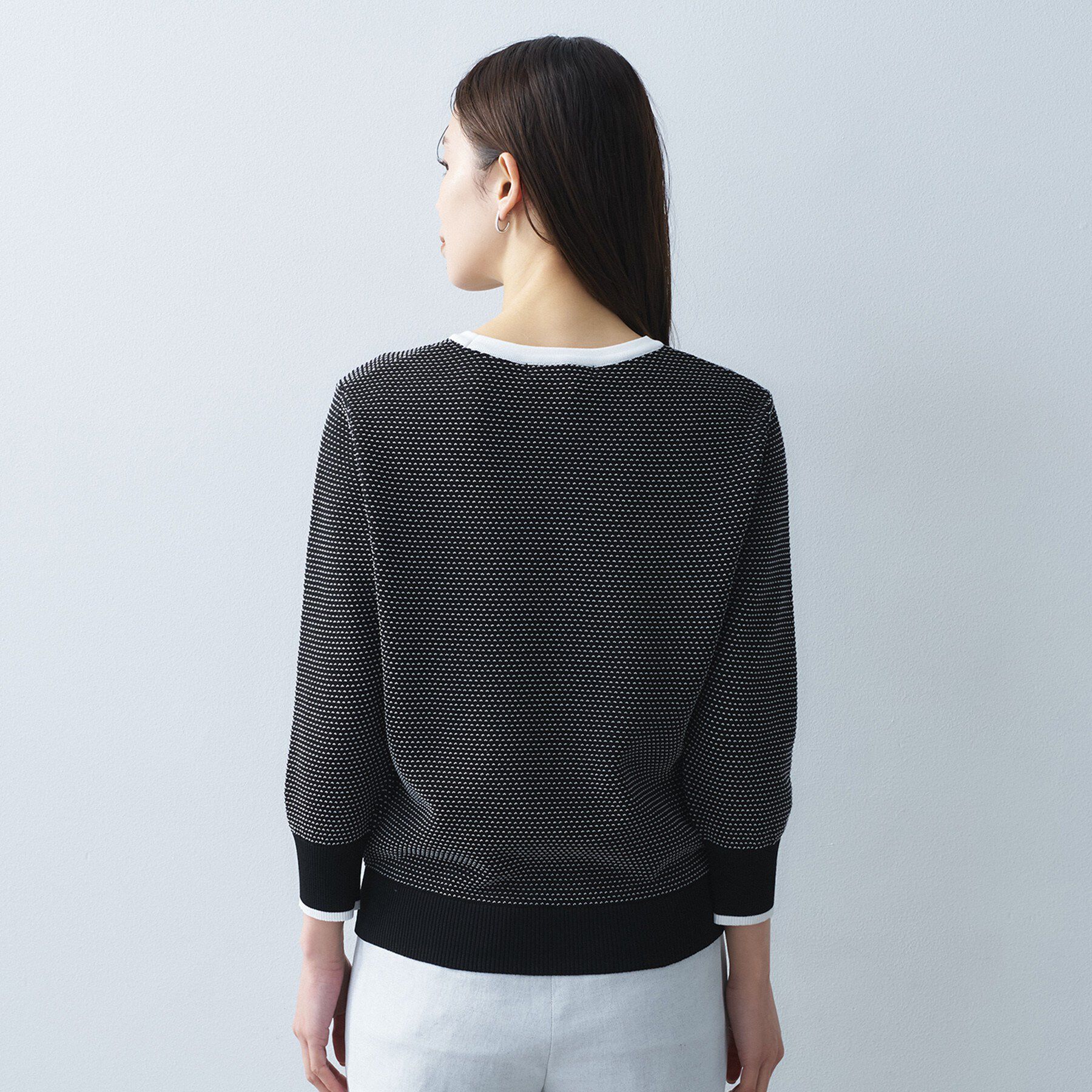 UNTITLED「【アンサンブル可/洗える】配色ハイゲージニットトップス」|ニット・セーター|