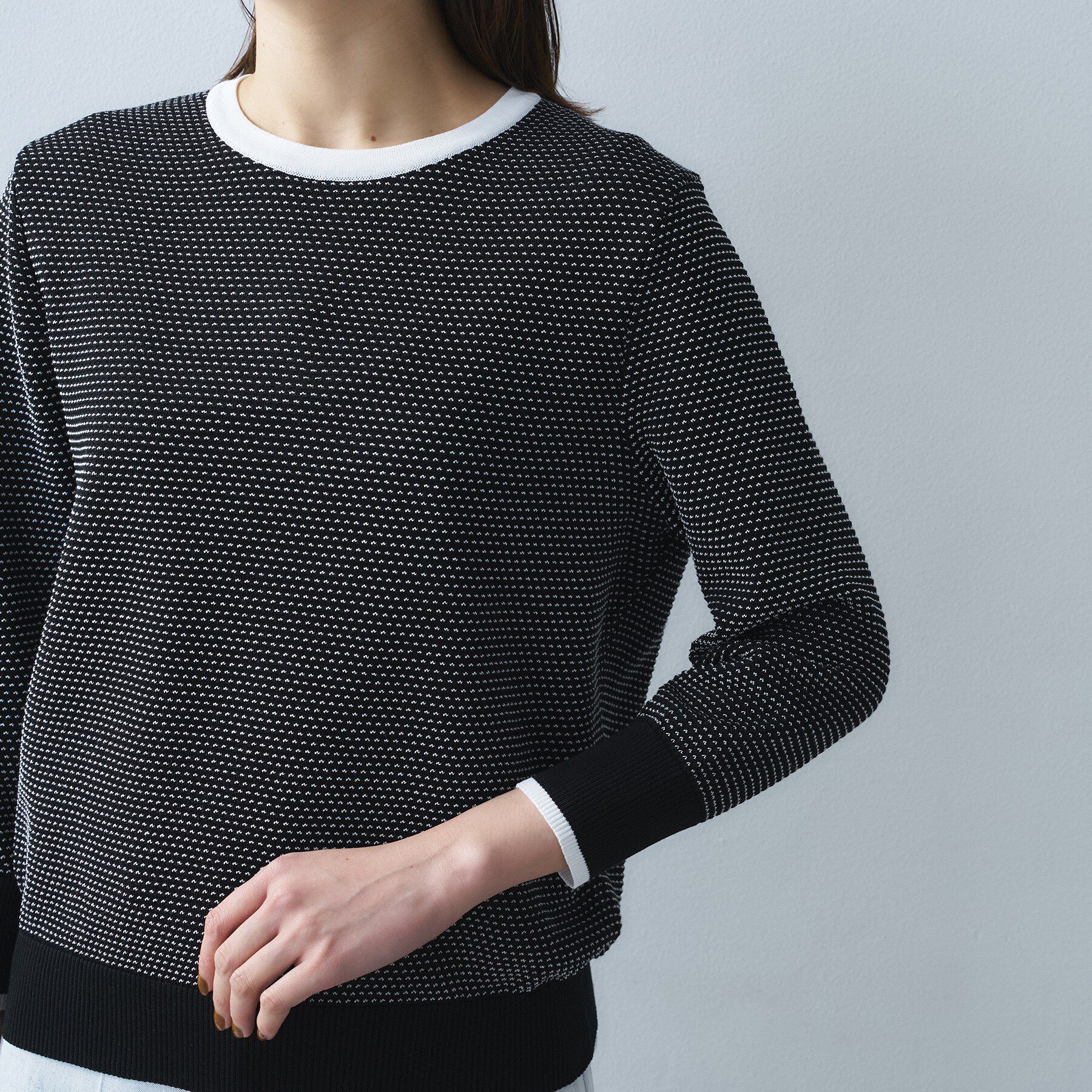 UNTITLED「【アンサンブル可/洗える】配色ハイゲージニットトップス」|ニット・セーター|