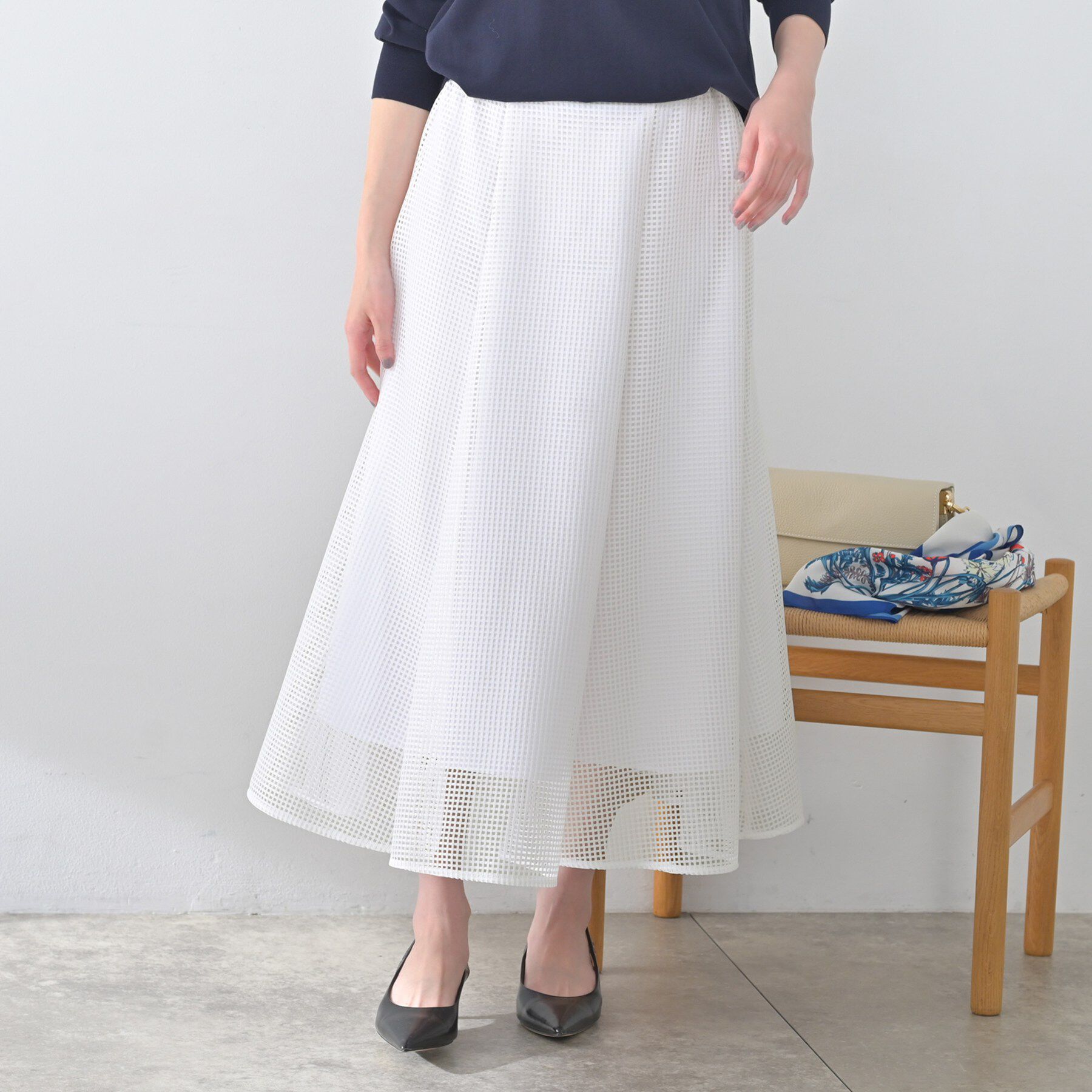 UNTITLED「【古畑星夏さん着用/洗える/後ろウエストゴム】スクエアメッシュスカート」|スカート|