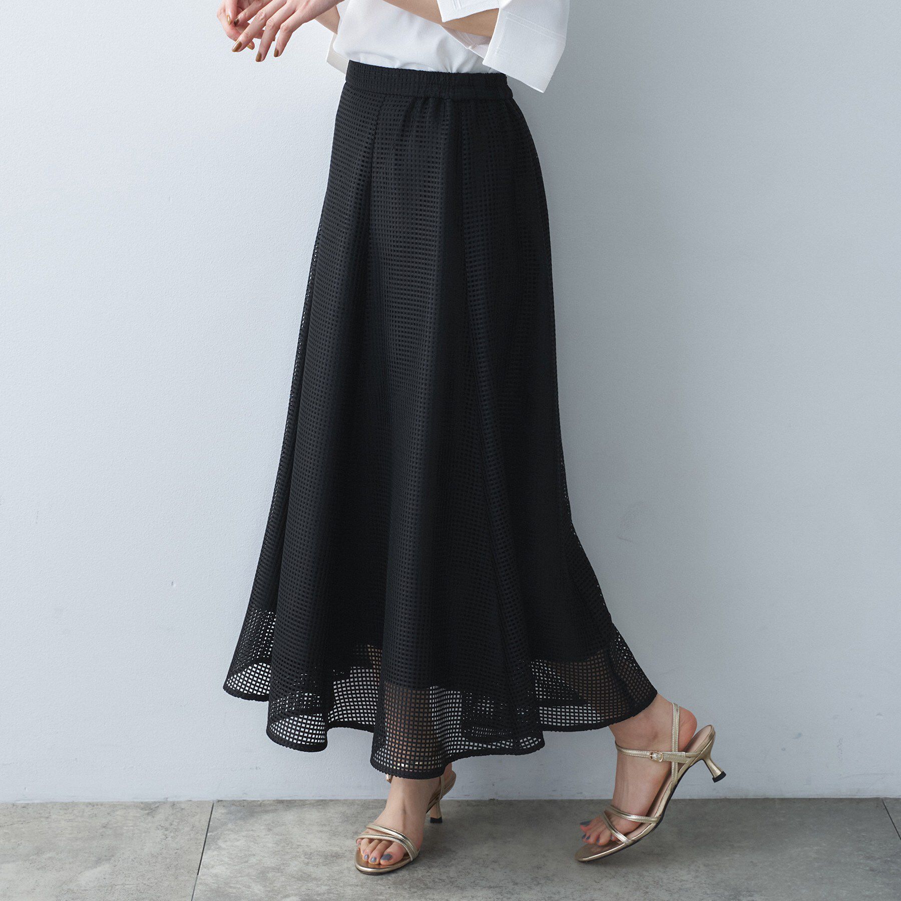 UNTITLED「【古畑星夏さん着用/洗える/後ろウエストゴム】スクエアメッシュスカート」|スカート|