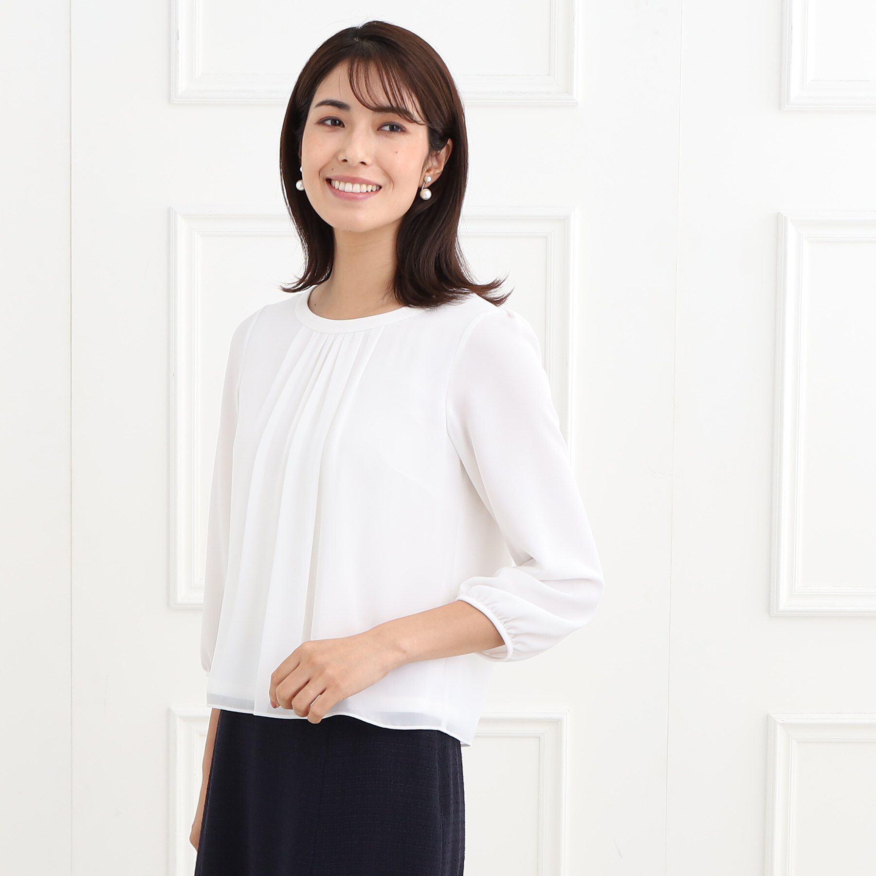 Reflect「【マシンウォッシュ可】ピンタックブラウス」|シャツ・ブラウス|