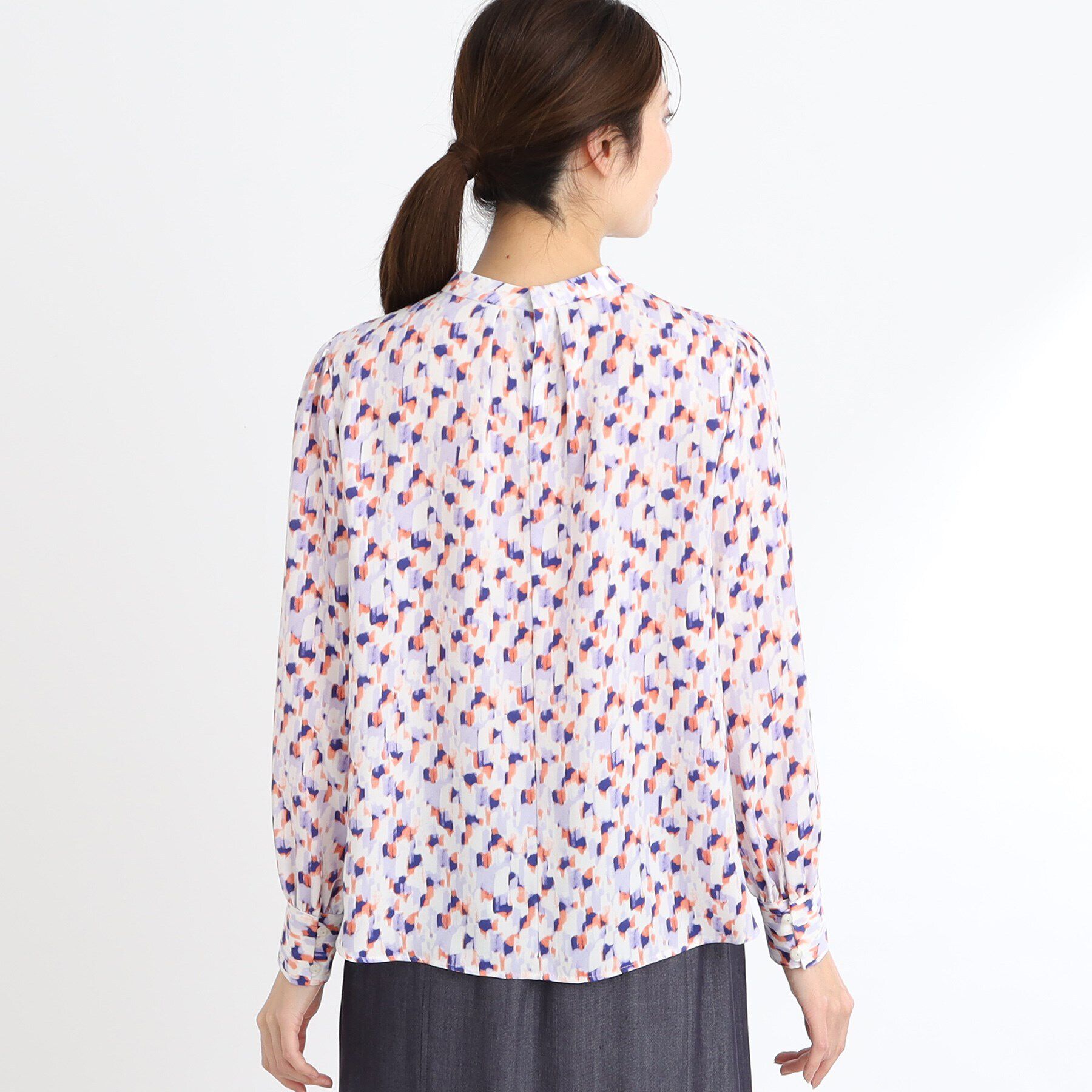 Reflect「【マシンウォッシュ可／セットアップ可】パフスリーブプリントブラウス」|シャツ・ブラウス|