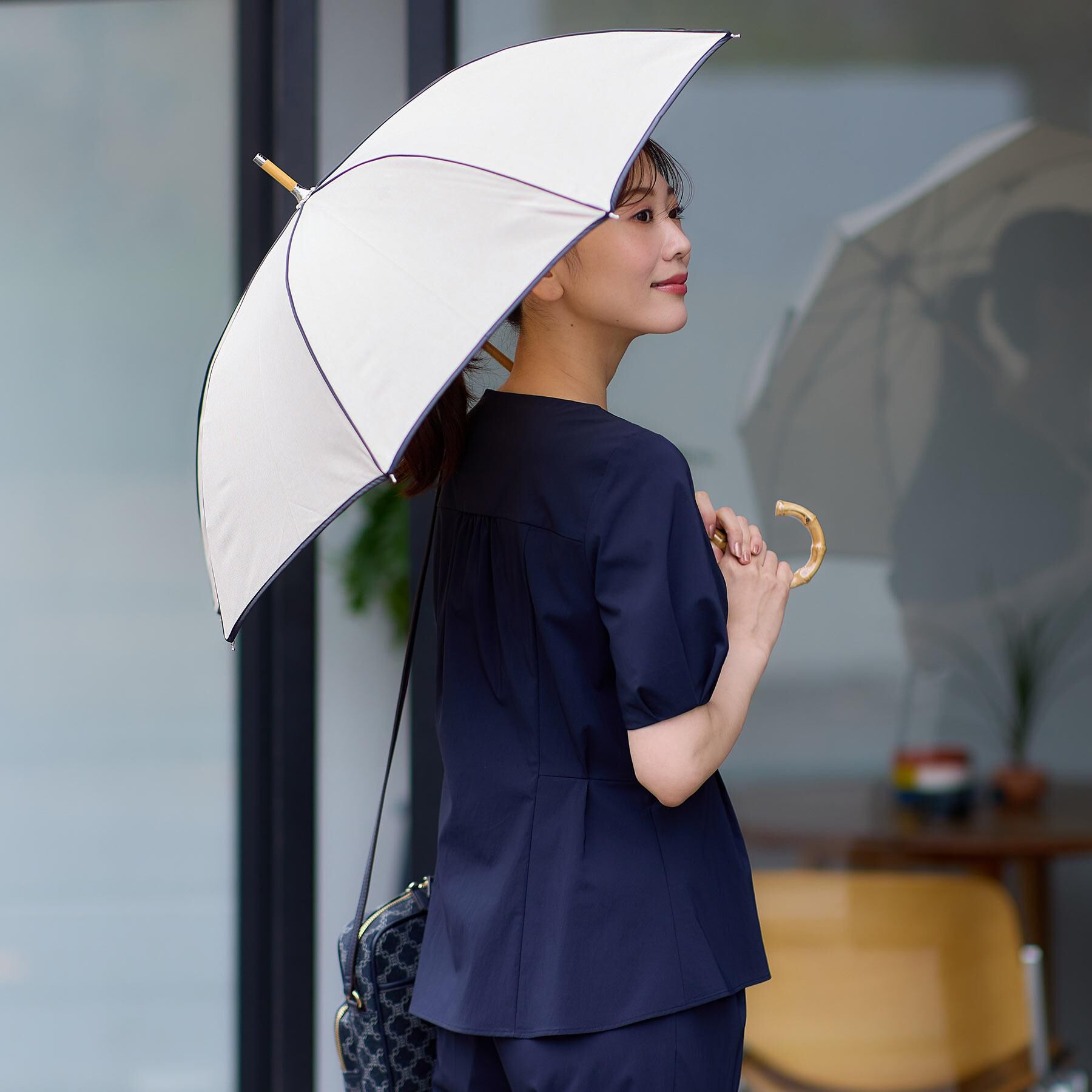 Reflect「【晴雨兼用／紫外線遮蔽率99％以上／雨の日もおしゃれに◎】バンブーハンドル長傘」|傘|