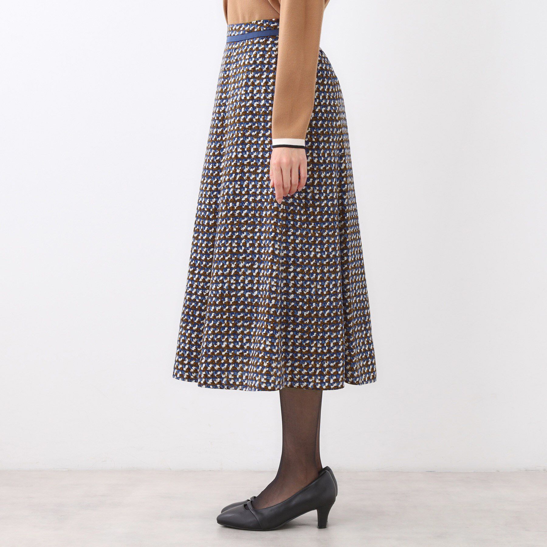 Reflect「【ニットスタイルが華やかに◎】チドリ風プリントフレアスカート」|スカート|