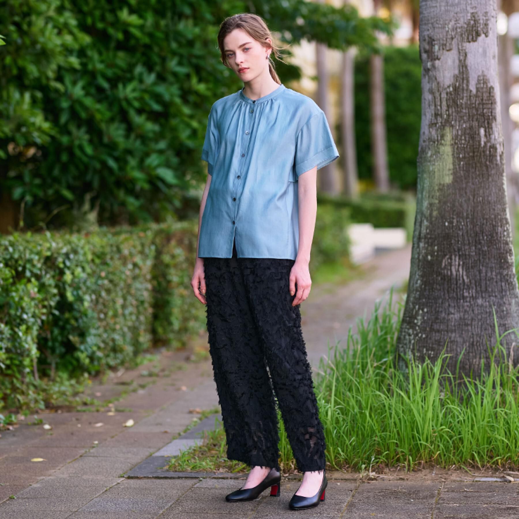 DRESSTERIOR「【洗える/コットン100％】バックフレアティアードブラウス」|シャツ・ブラウス|