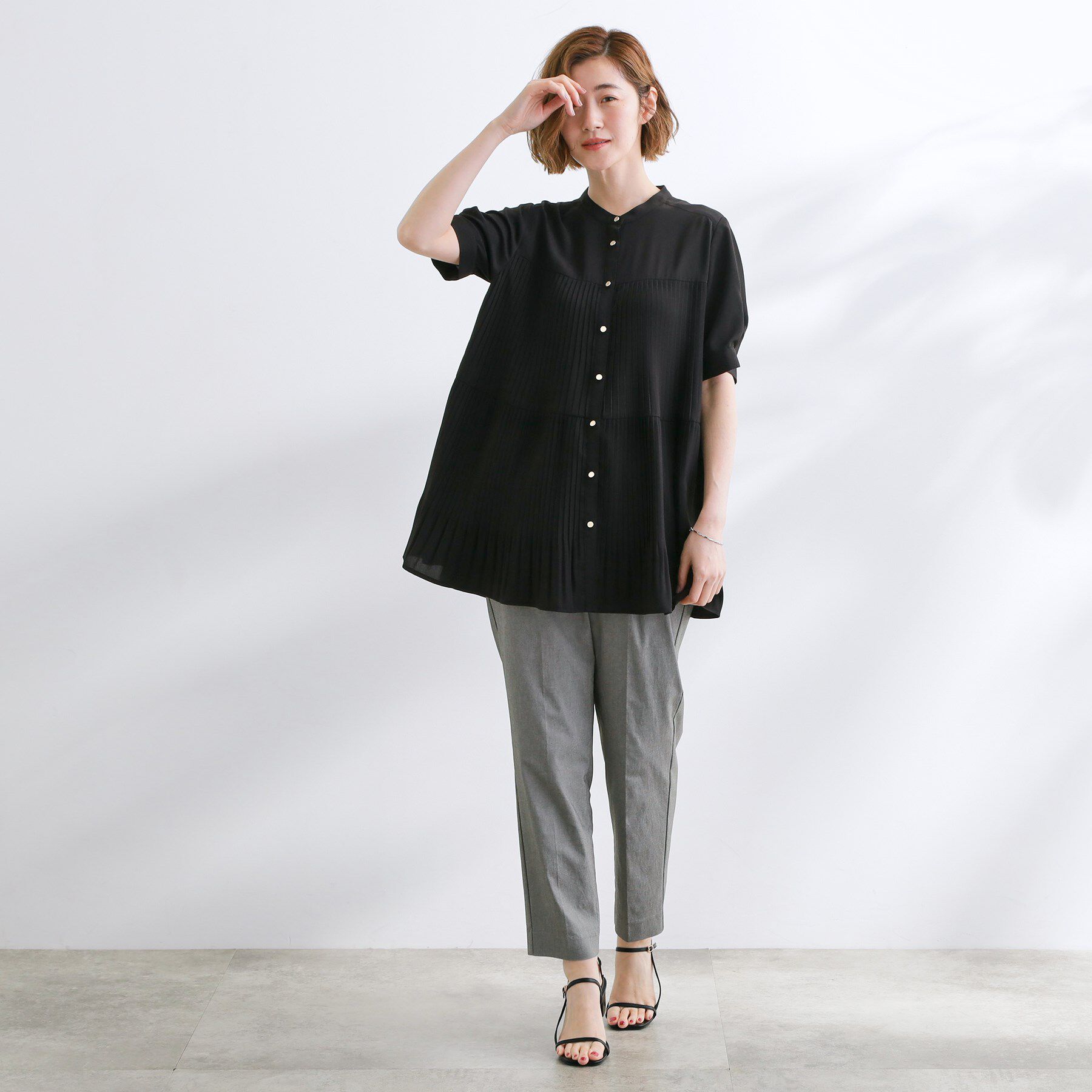 grove「【体型カバー】ラフに着たい　ティアードプリーツブラウス」|シャツ・ブラウス|