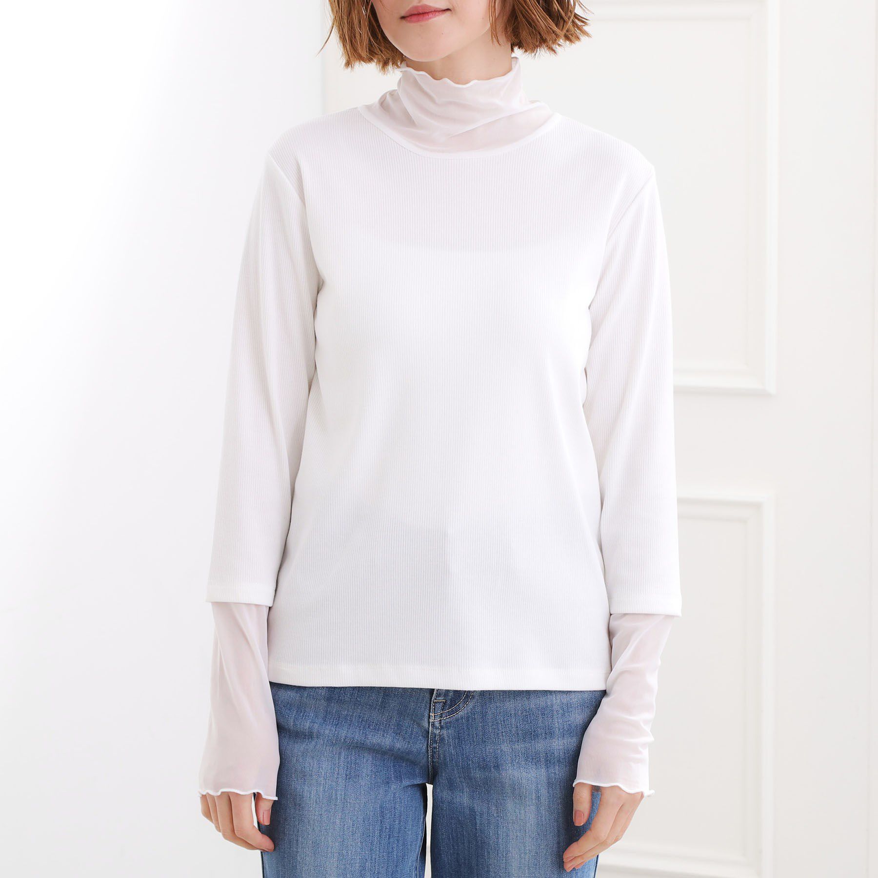 grove「シアー切替ハイネックプルオーバー」|Tシャツ・カットソー|