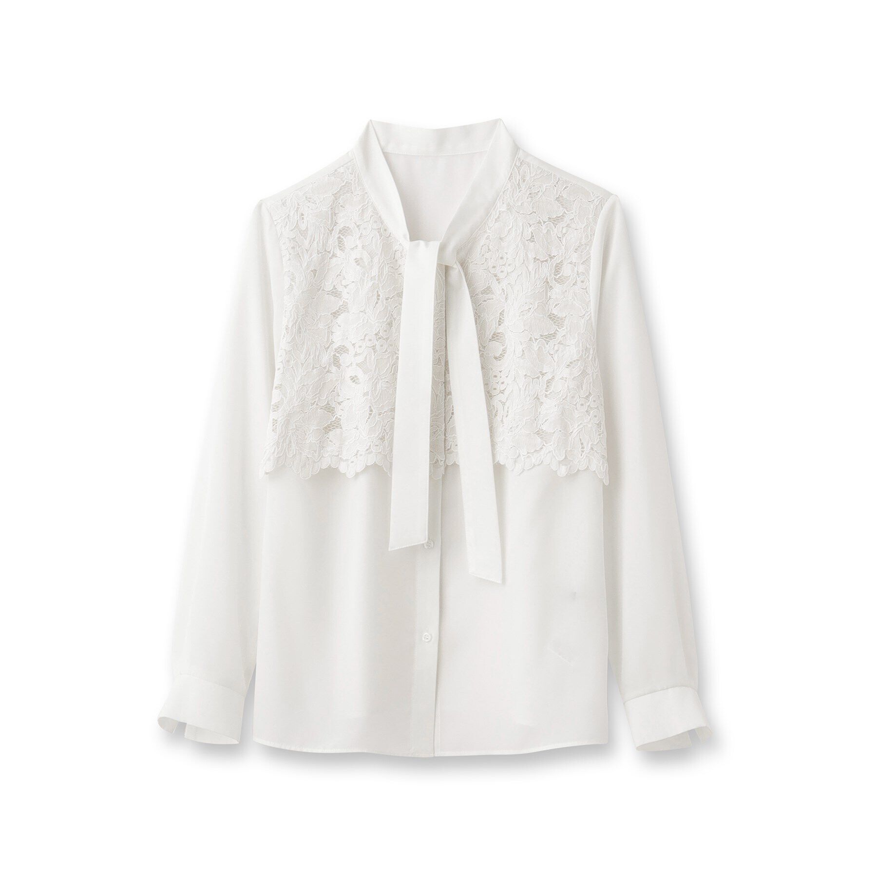 INDIVI「【日本製】スカラップレース ボウタイブラウス」|シャツ・ブラウス|