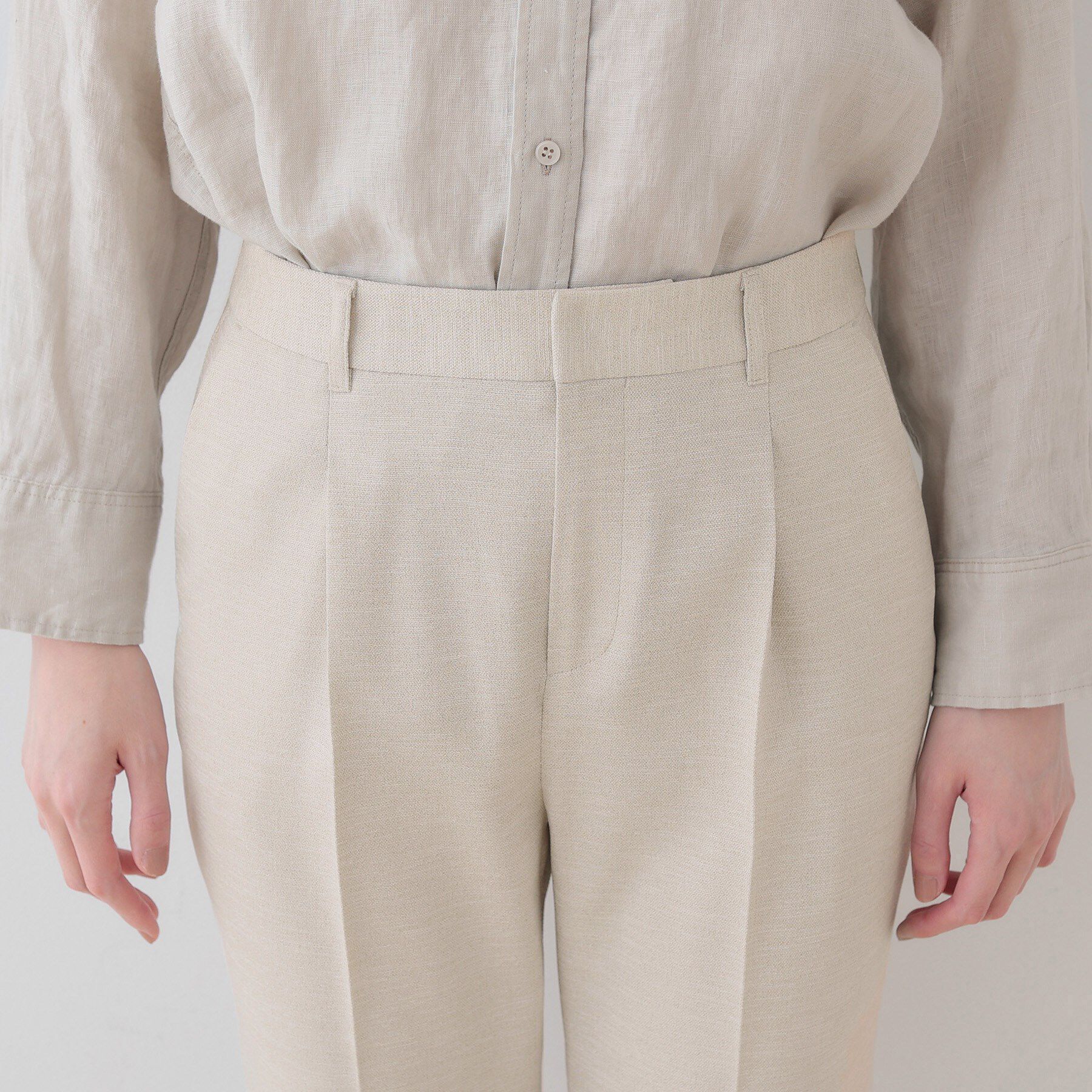 INDIVI「【こなれSETUP】リネンライクテーパードパンツ」|その他|