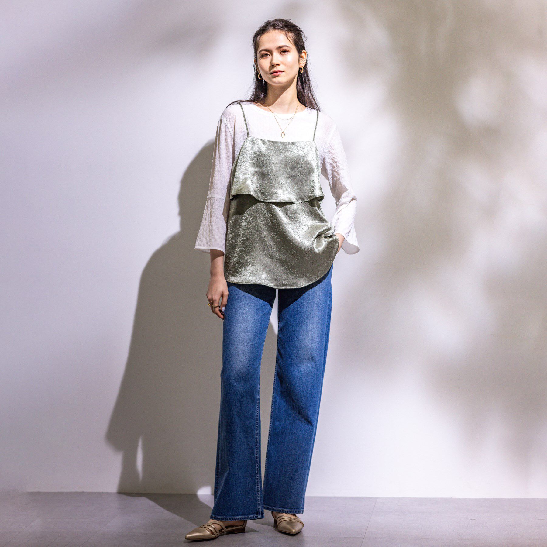 INDIVI「【2点セット／洗える】カセット服 キャミ＆ブラウス セットトップス」|その他|