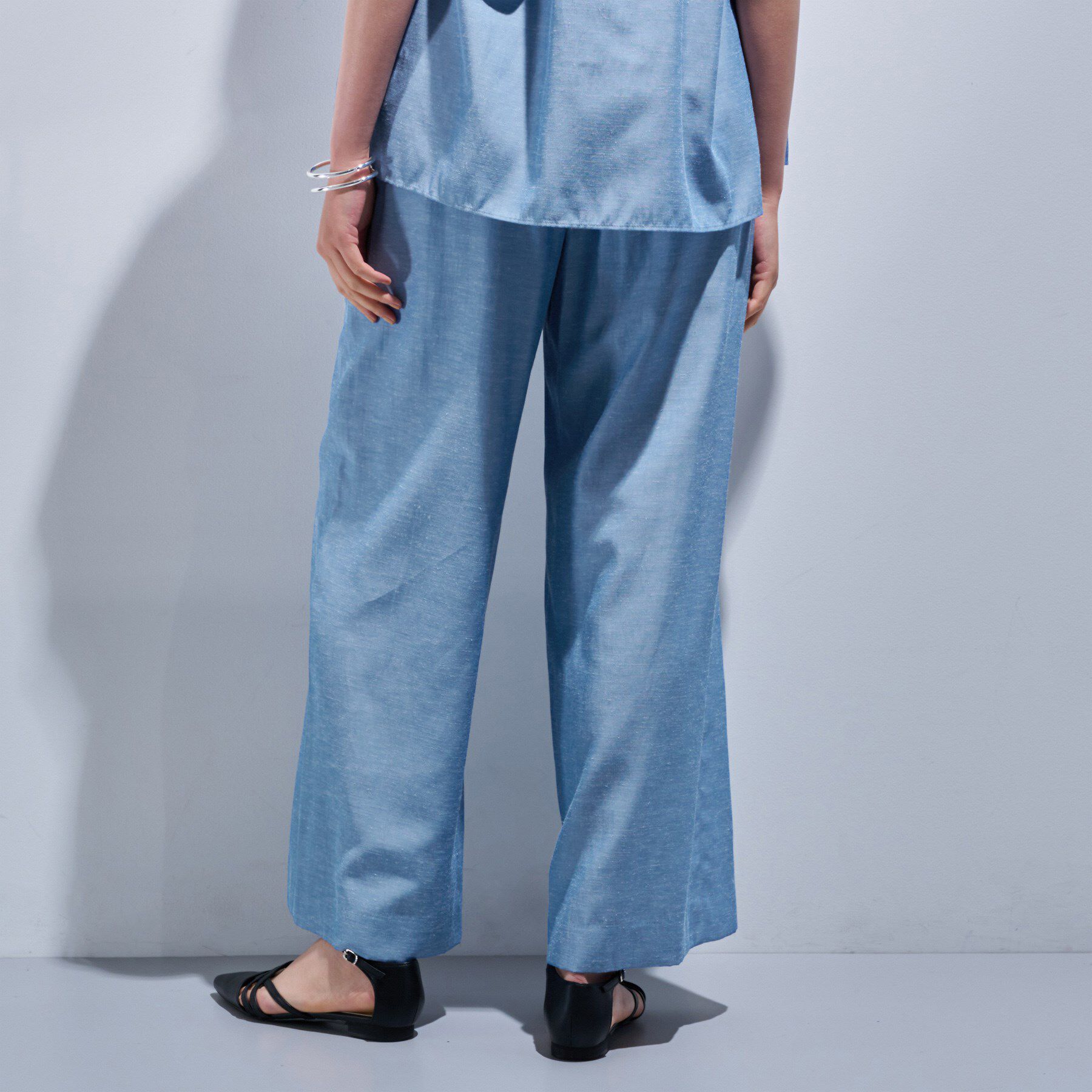 INDIVI「【日本製／SETUP可能】ソフトダンガリーワイドパンツ」|その他|