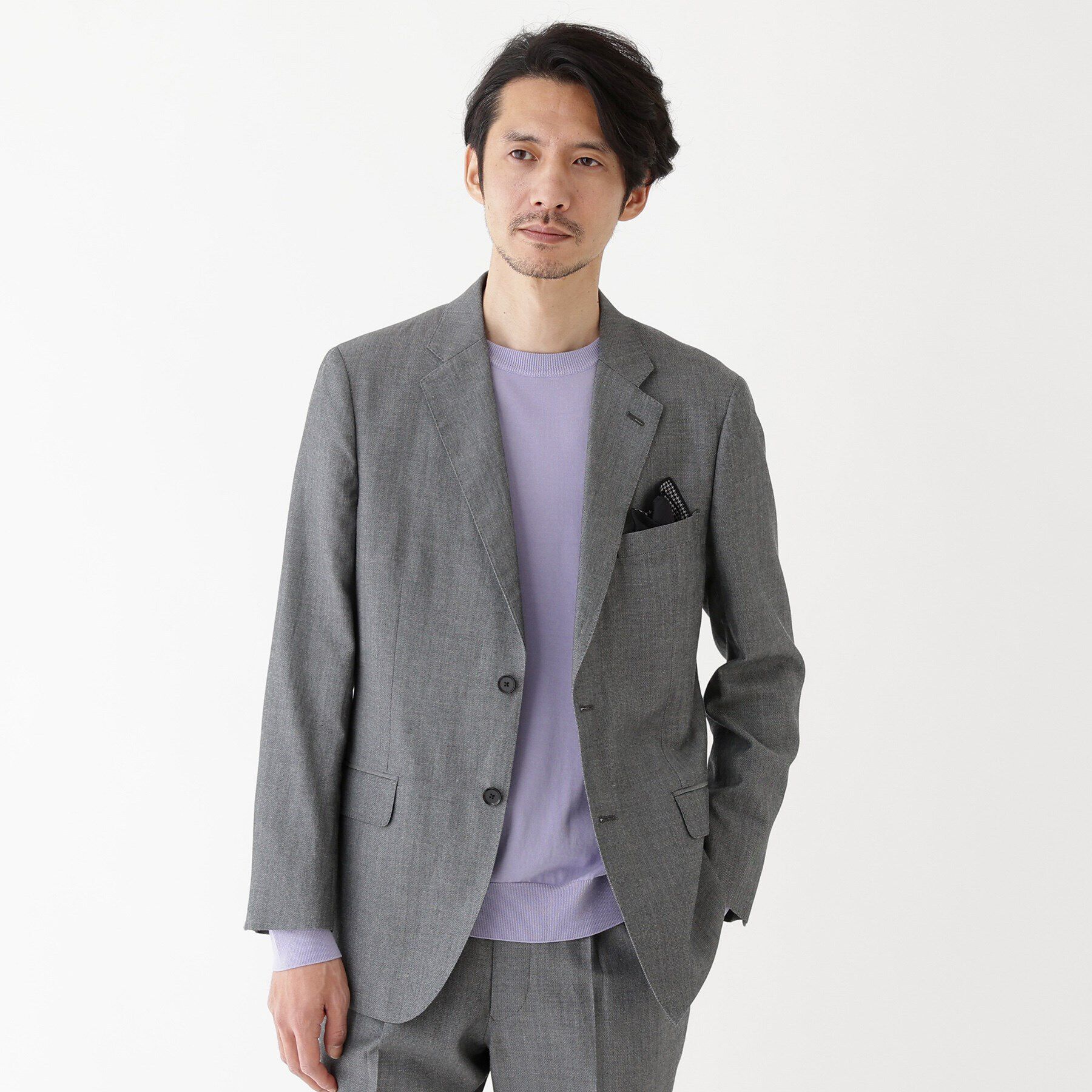 TAKEO KIKUCHI「【THE FLAGSHIP】シャンブレーツイル ジャケット」|スーツ|グレー(012)