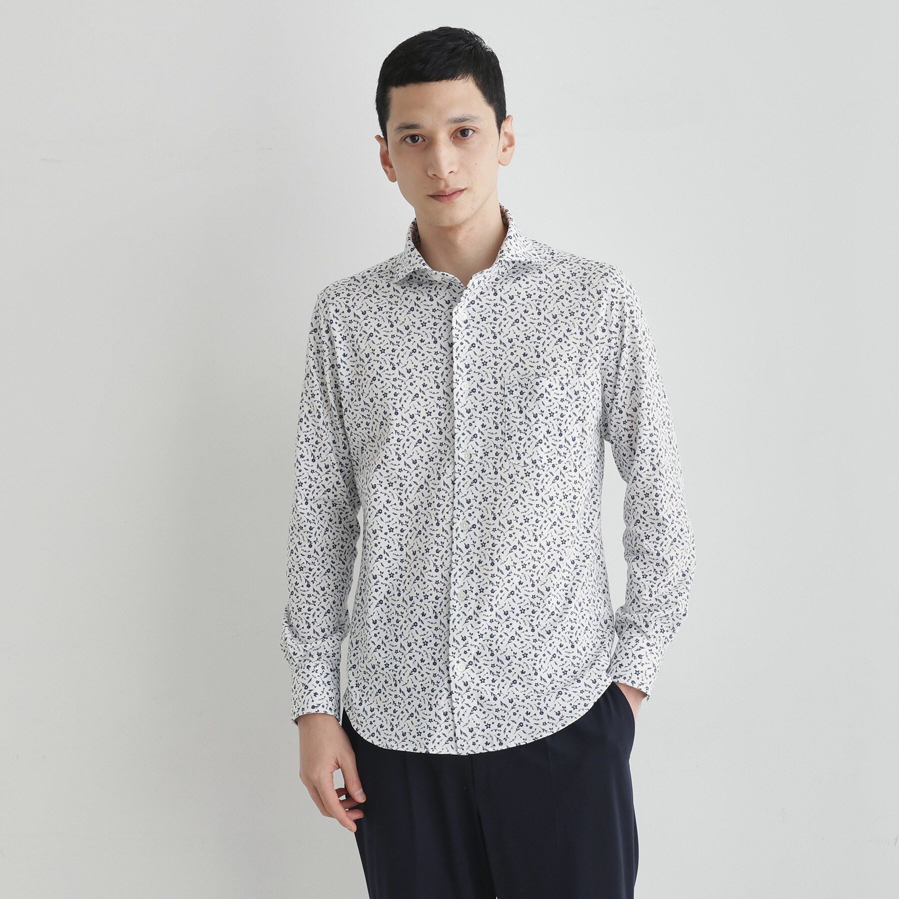 TAKEO KIKUCHI「クールマックス 鹿の子 フラワープリントシャツ」|シャツ・ブラウス|