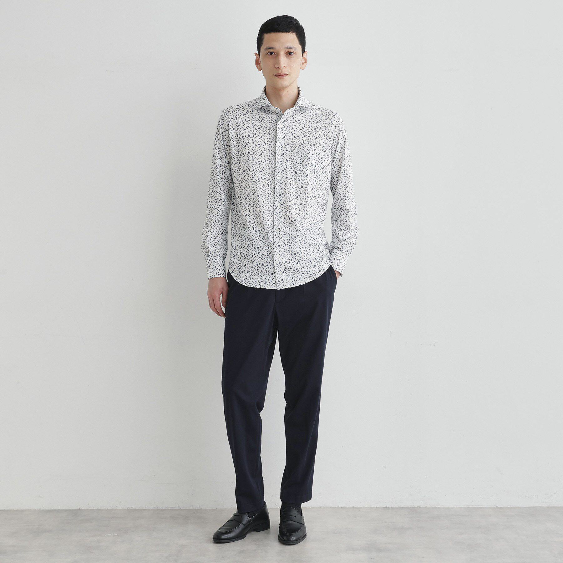 TAKEO KIKUCHI「クールマックス 鹿の子 フラワープリントシャツ」|シャツ・ブラウス|