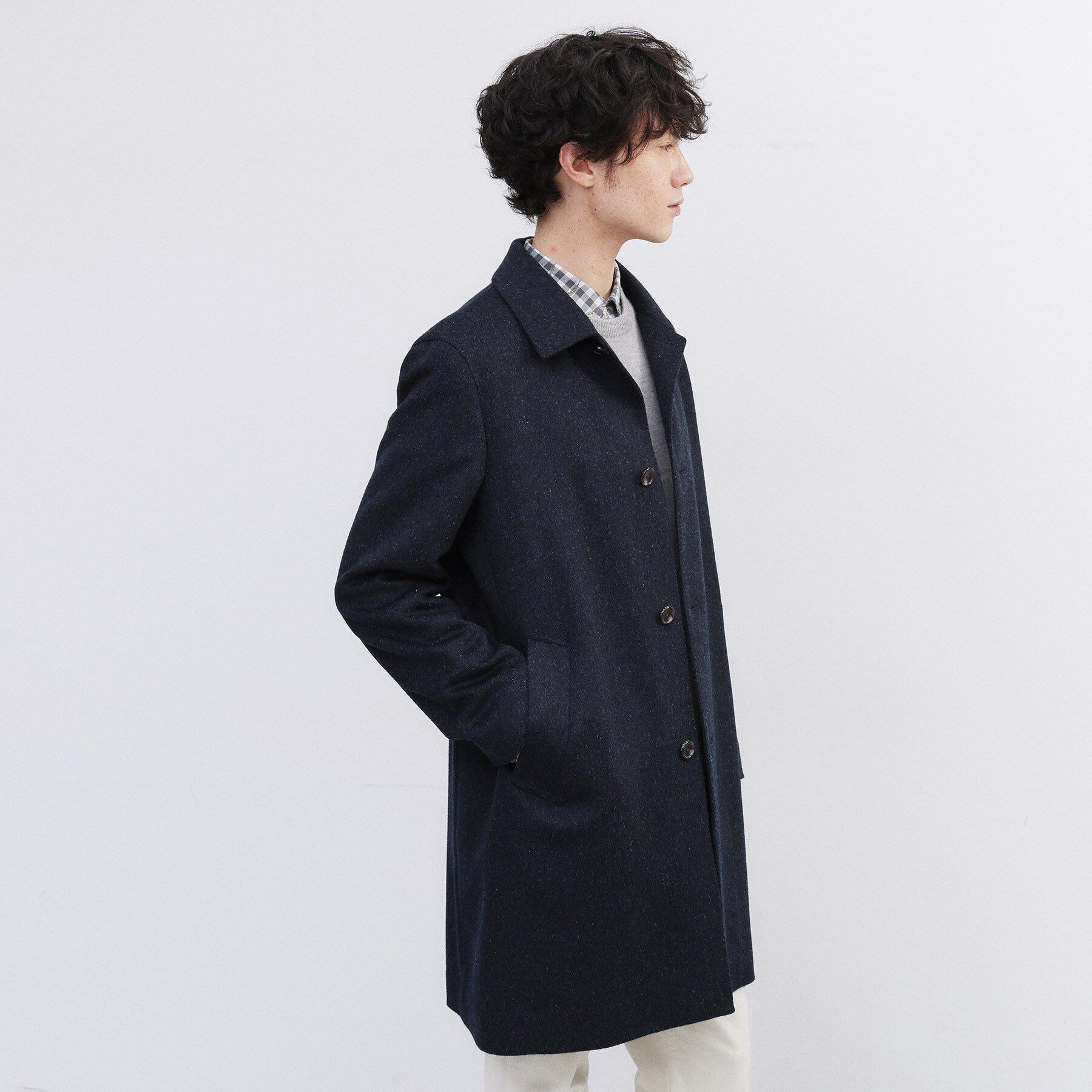 TAKEO KIKUCHI「カシミヤブレンド ビーバー調ステンカラーコート」|ステンカラーコート|