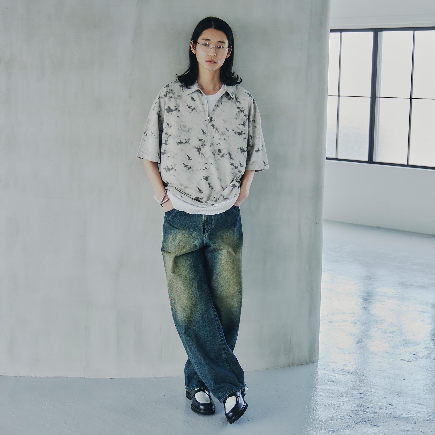 tk.TAKEO KIKUCHI「ヴィンテージライクハーフジップポロシャツ」|ポロシャツ|