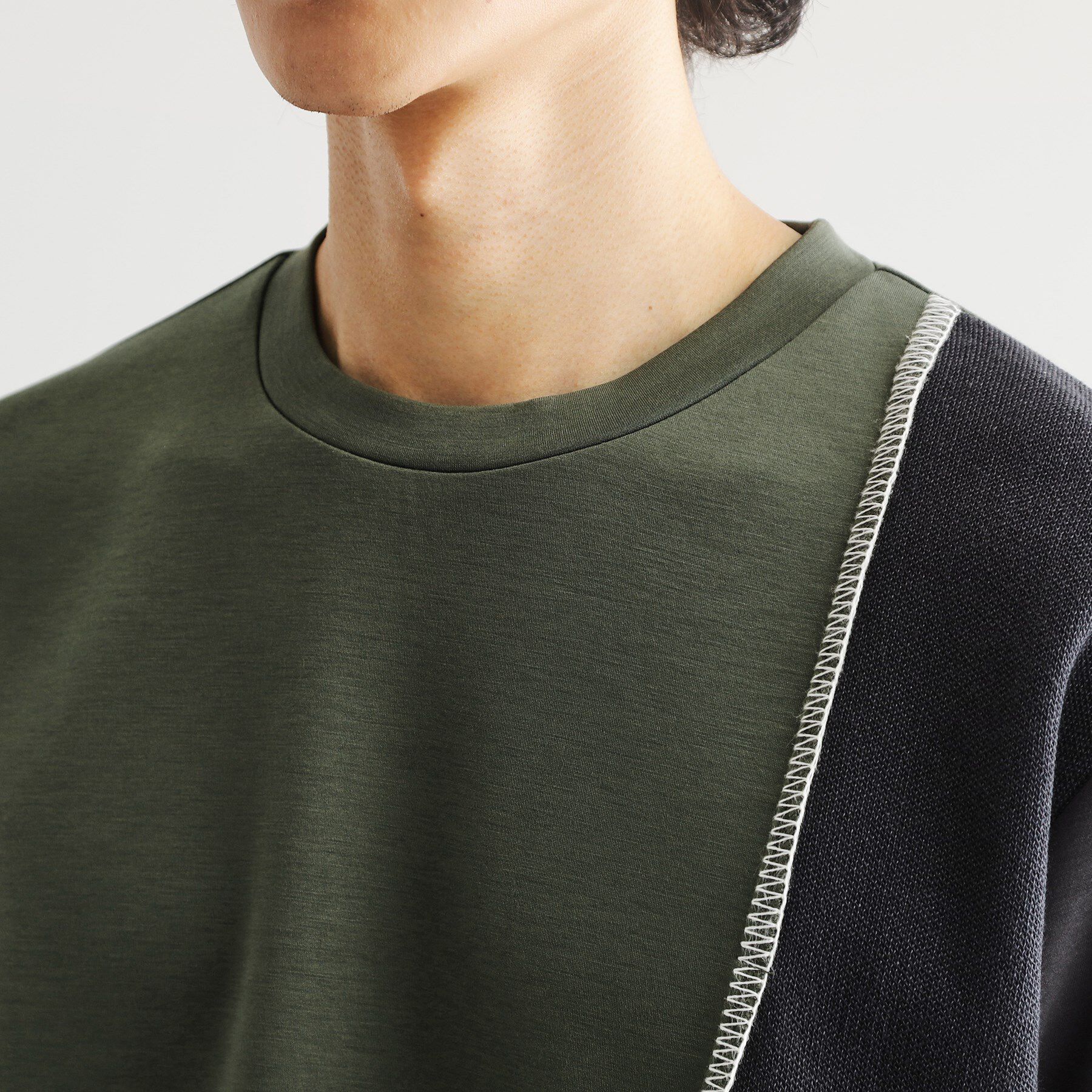 tk.TAKEO KIKUCHI「ニットドッキングカーブスイッチカットソー」|Tシャツ・カットソー|