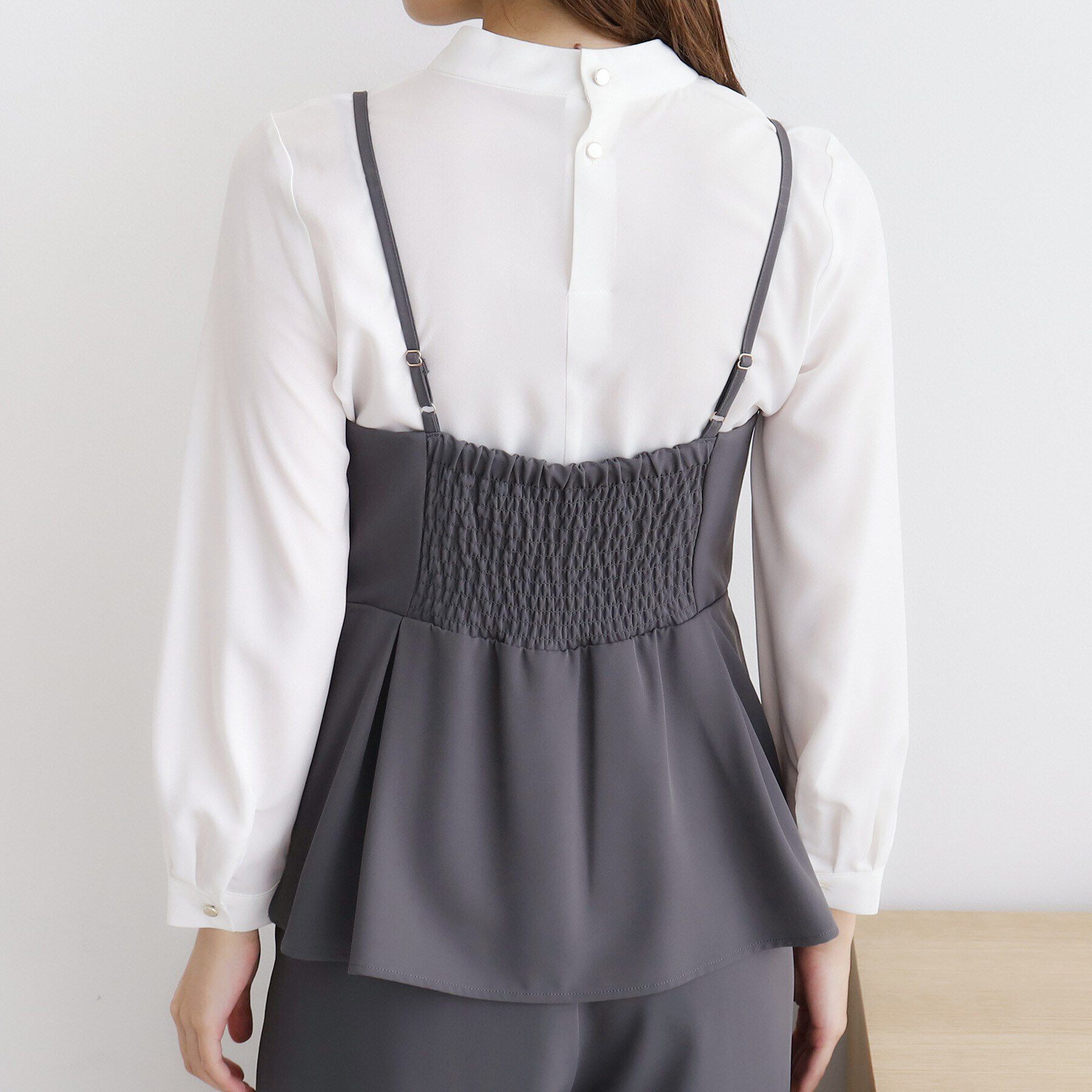 index「ペプラムレイヤードサロペット【洗濯機洗い可/イージーアイロン】」|オールインワン|