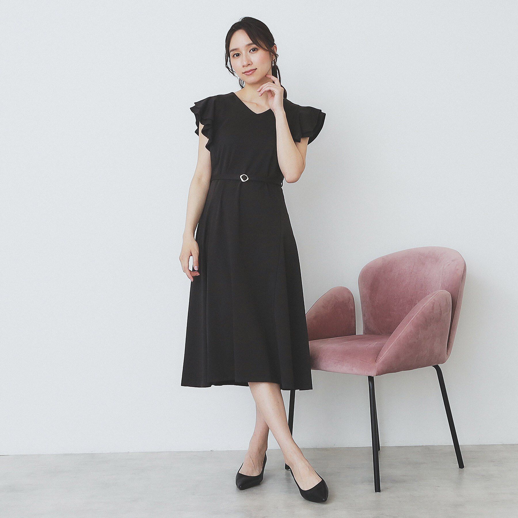 index「《5色展開/S-LLサイズ》シルケットVネックフレアワンピース【接触冷感/UVケア/洗濯機洗い可】」|ワンピース|