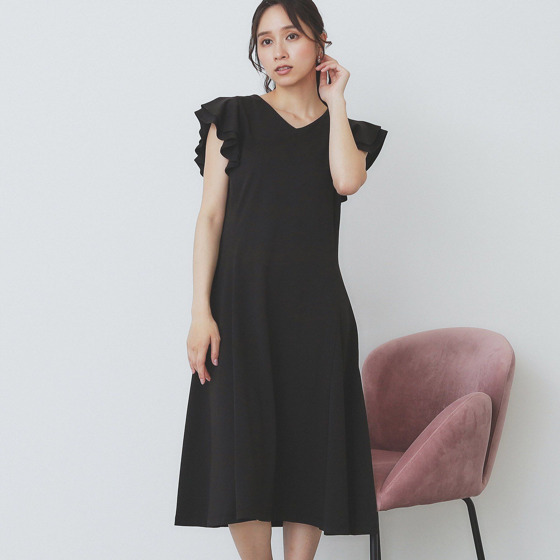 index「《5色展開/S-LLサイズ》シルケットVネックフレアワンピース【接触冷感/UVケア/洗濯機洗い可】」|ワンピース|