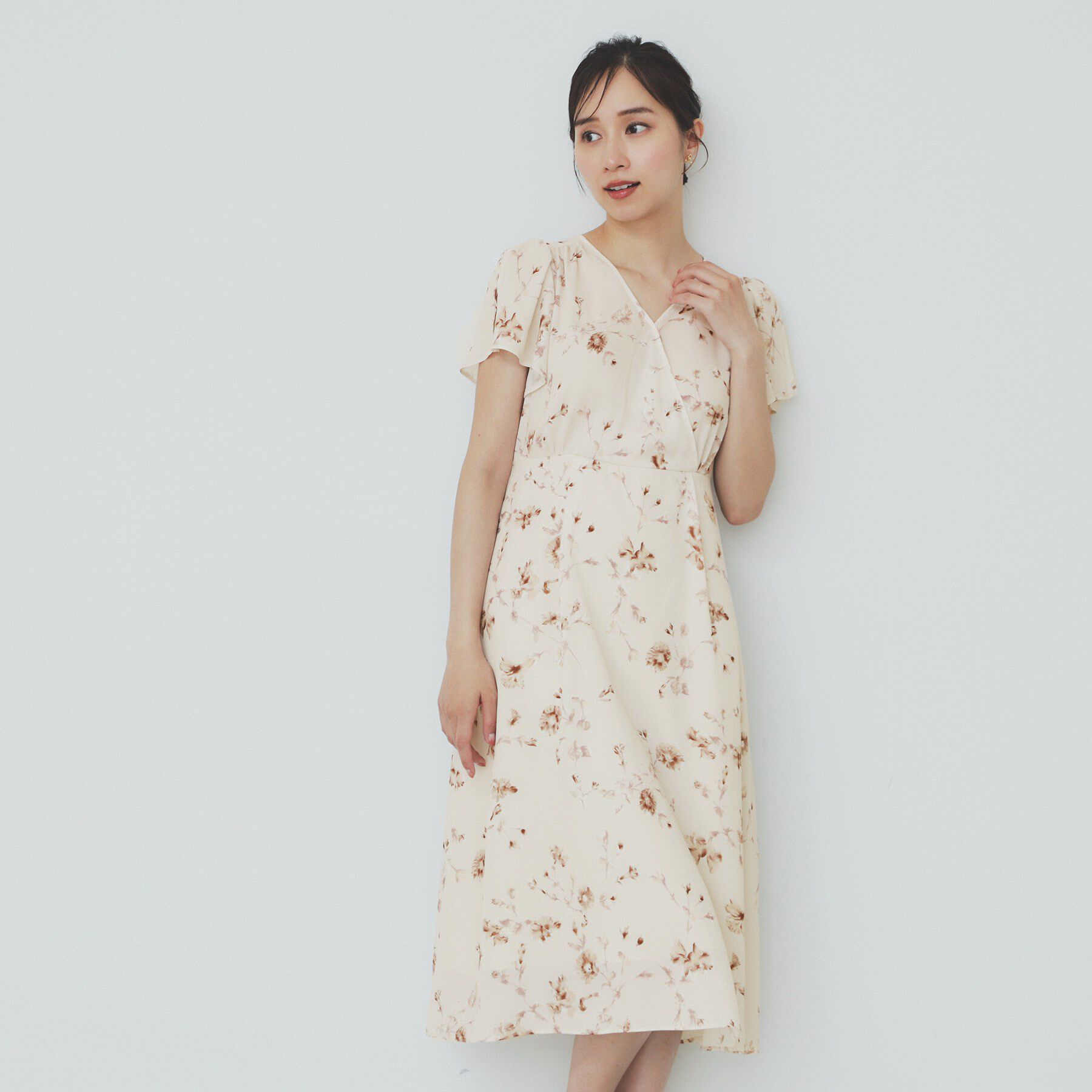 index「カシュクールフラワーワンピース【洗濯機洗い可】」|ワンピース|