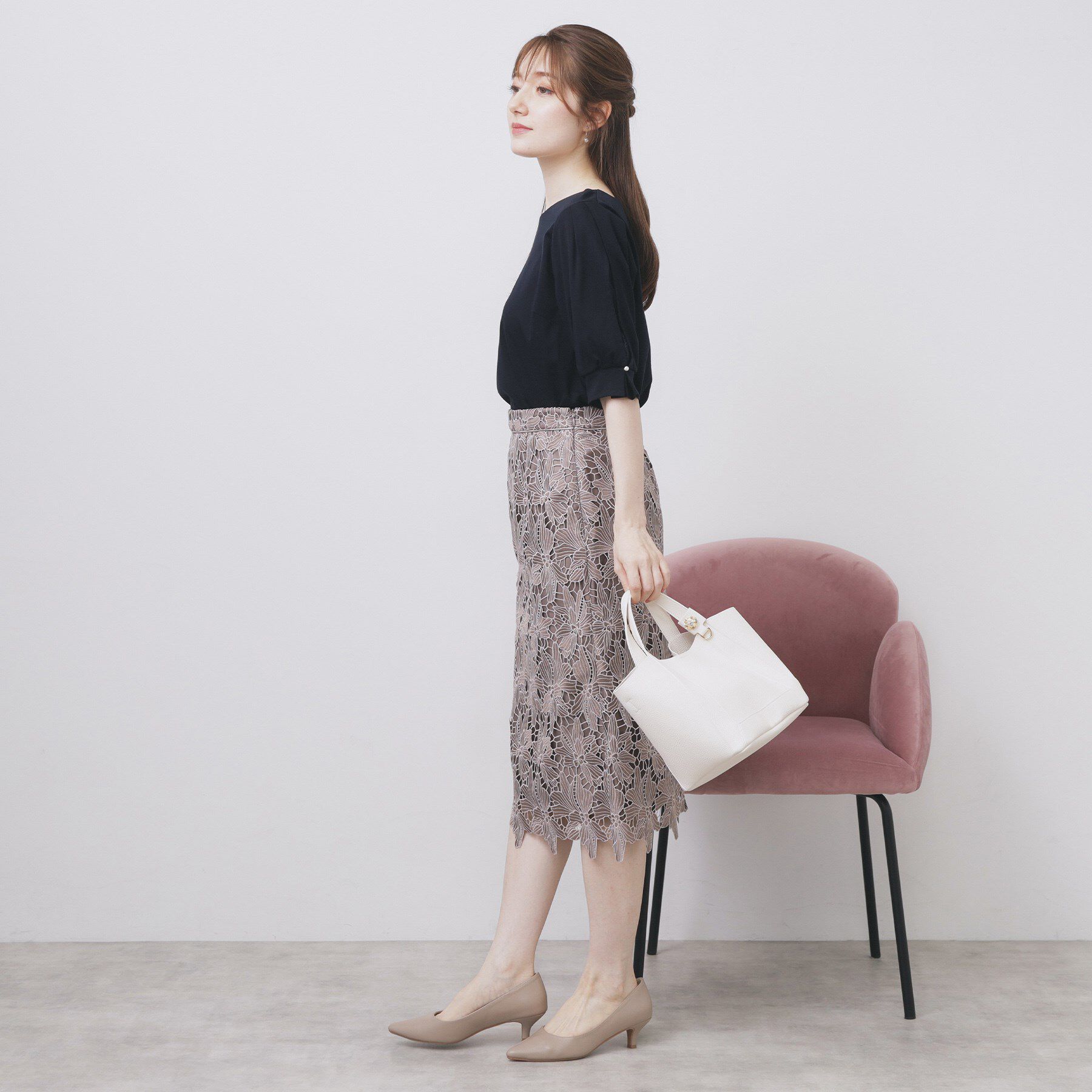 index「レースドッキングスリーブトップス【洗濯機洗い可/UVケア】」|Tシャツ・カットソー|