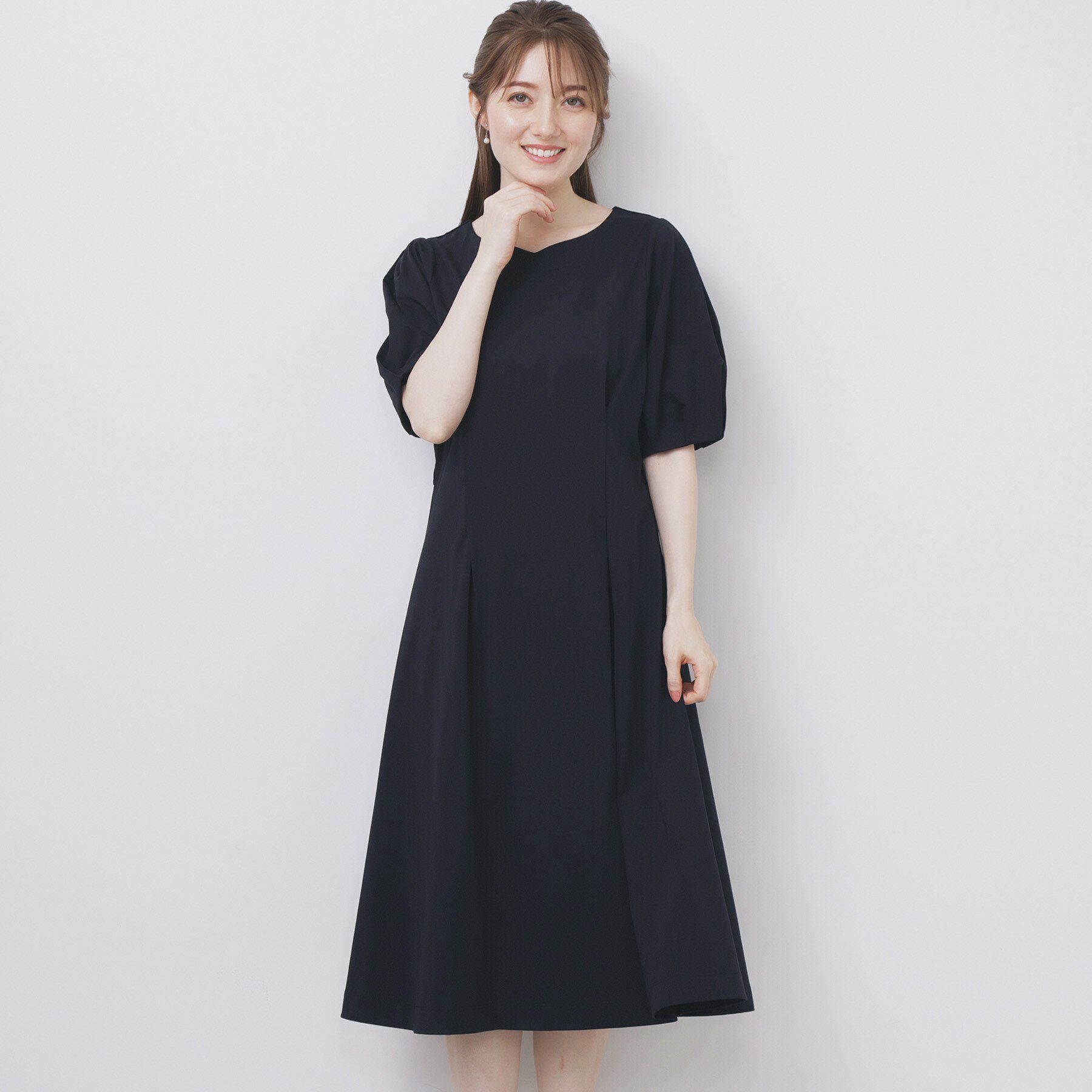 index「ハートネックパフワンピース【洗濯機洗い可/UVケア/接触冷感】」|ワンピース|