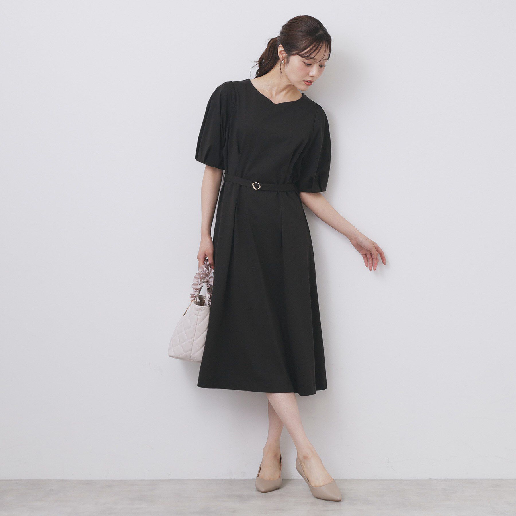 index「ハートネックパフワンピース【洗濯機洗い可/UVケア/接触冷感】」|ワンピース|