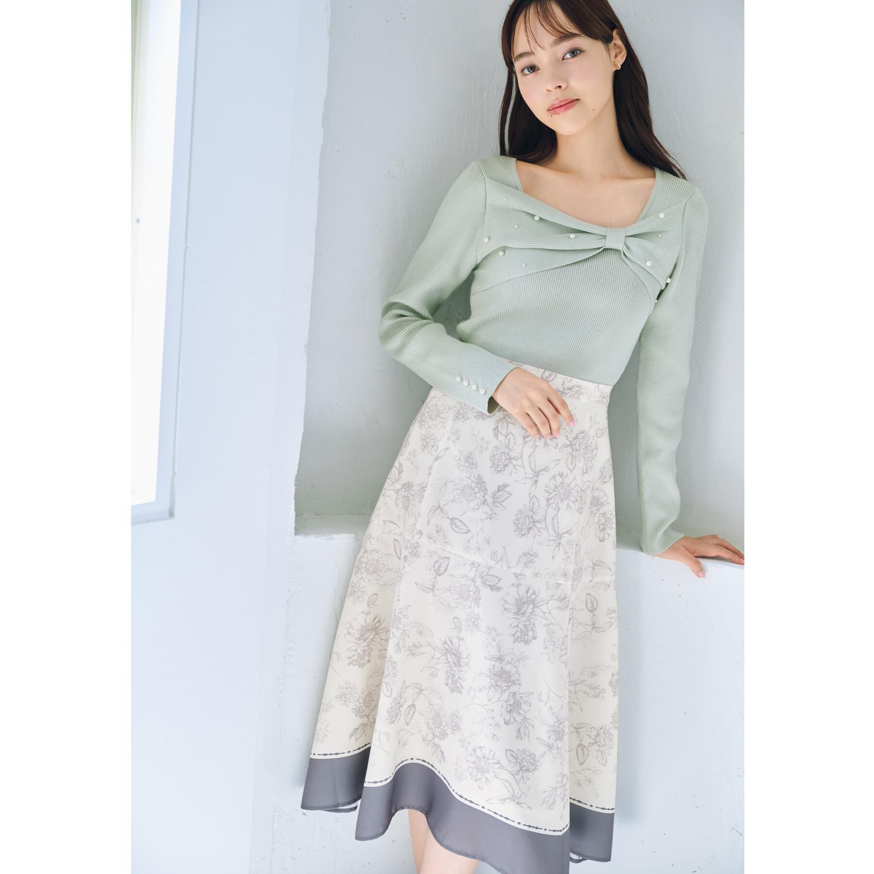 index「パネルフラワープリントフレアスカート【洗濯機洗い可/イージーアイロン】」|スカート|