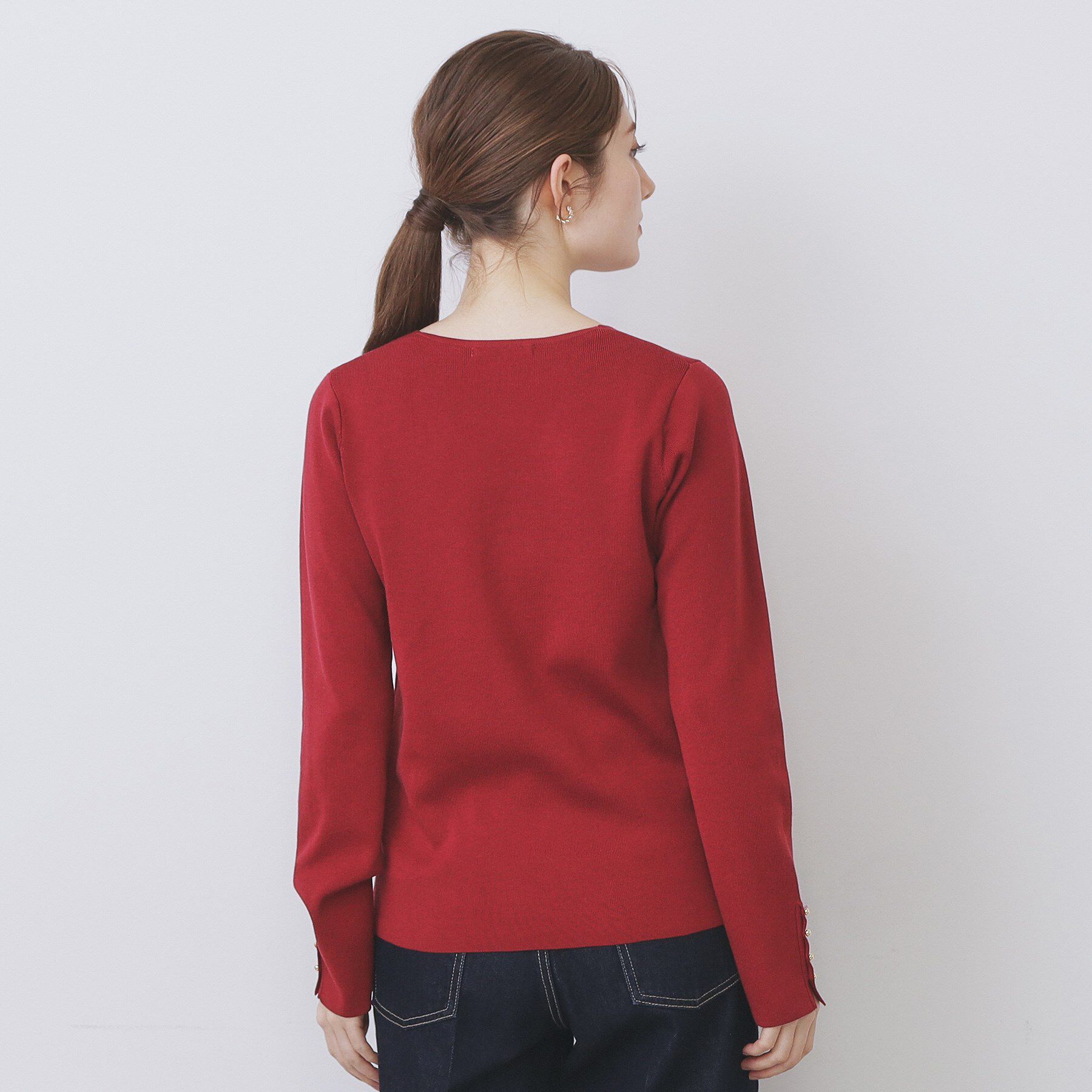 index「ゴールドボタンVネックニット【洗濯機OK】《6col》」|ニット・セーター|