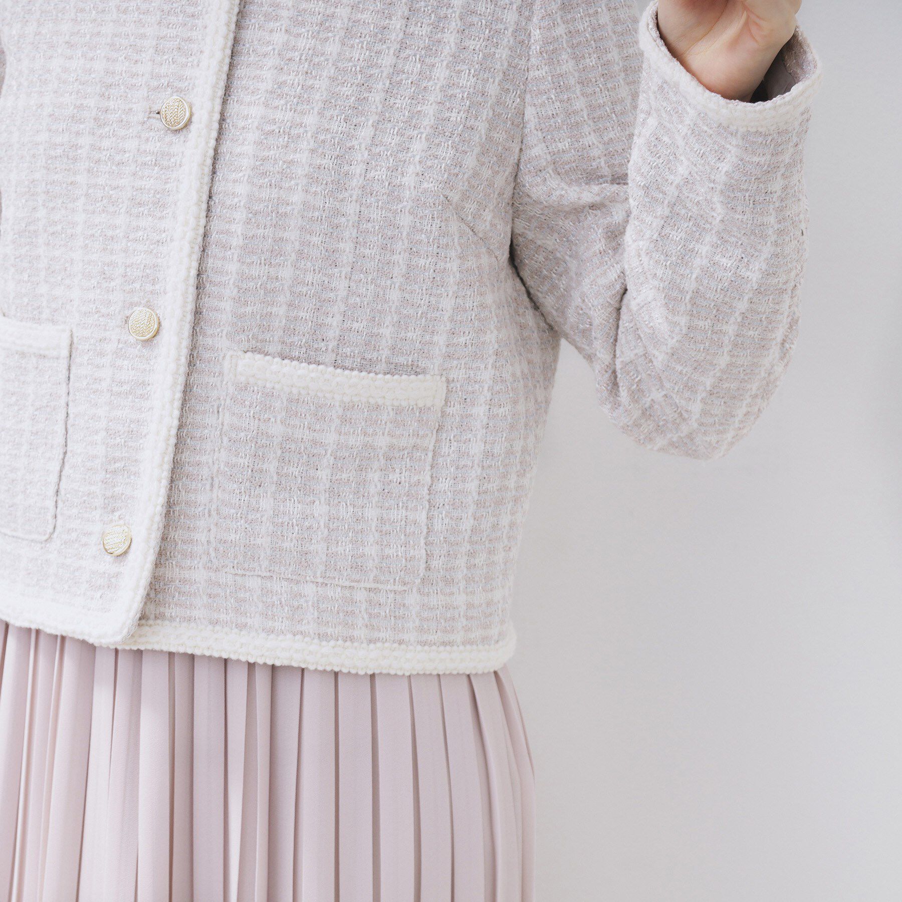 index「ファンシーツイードノーカラージャケット【洗える】」|ノーカラージャケット|