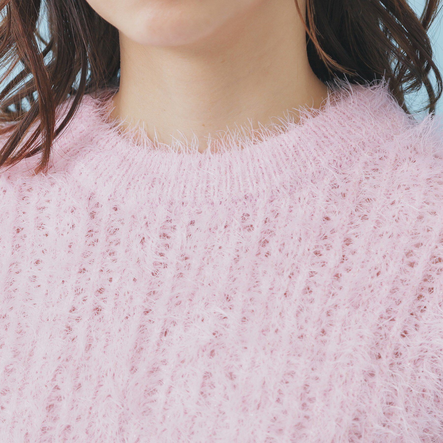 index「透かし編みショートフェザーニット【洗濯機OK】」|ニット・セーター|