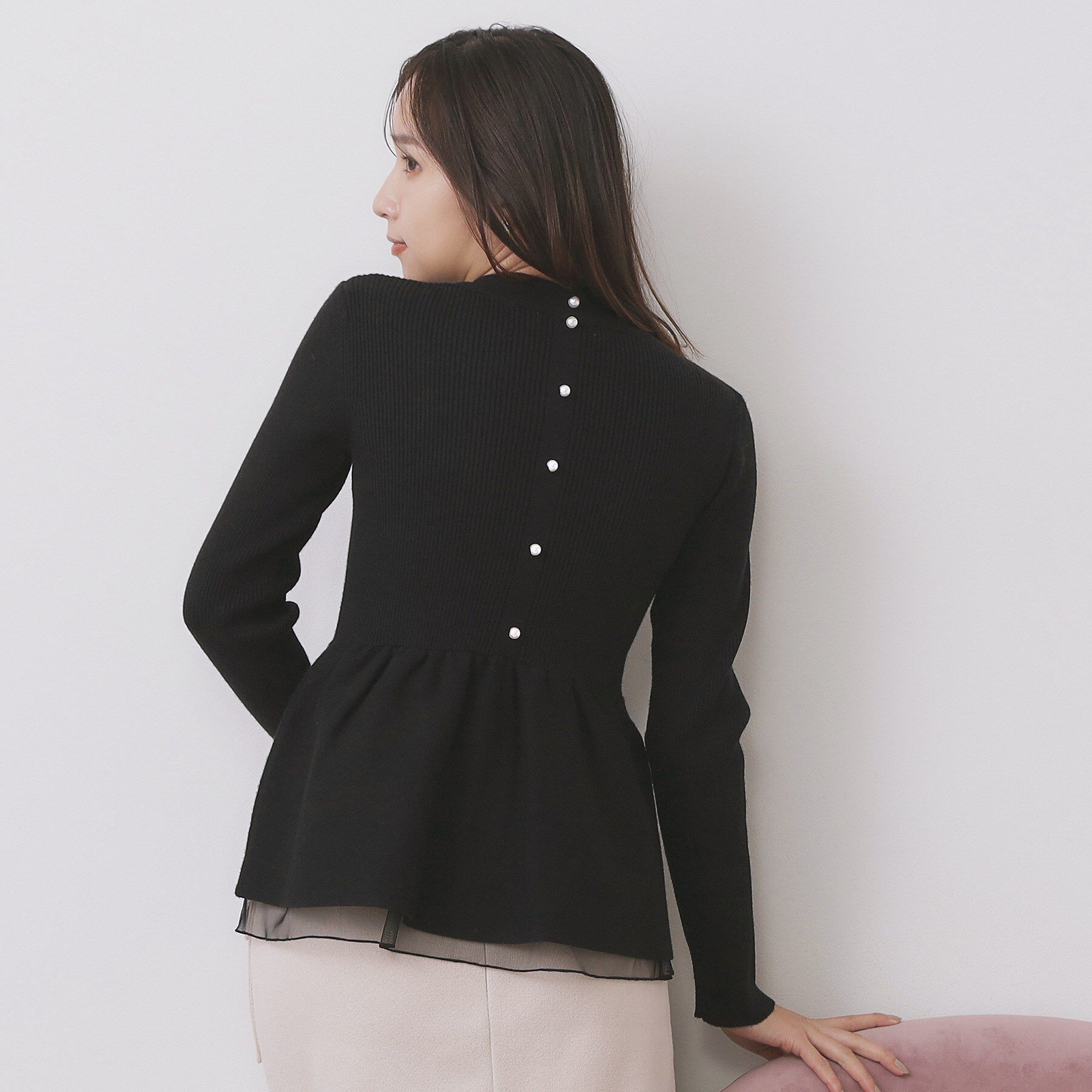 index「ペプラムチュールレイヤードニット【洗濯機OK】」|ニット・セーター|