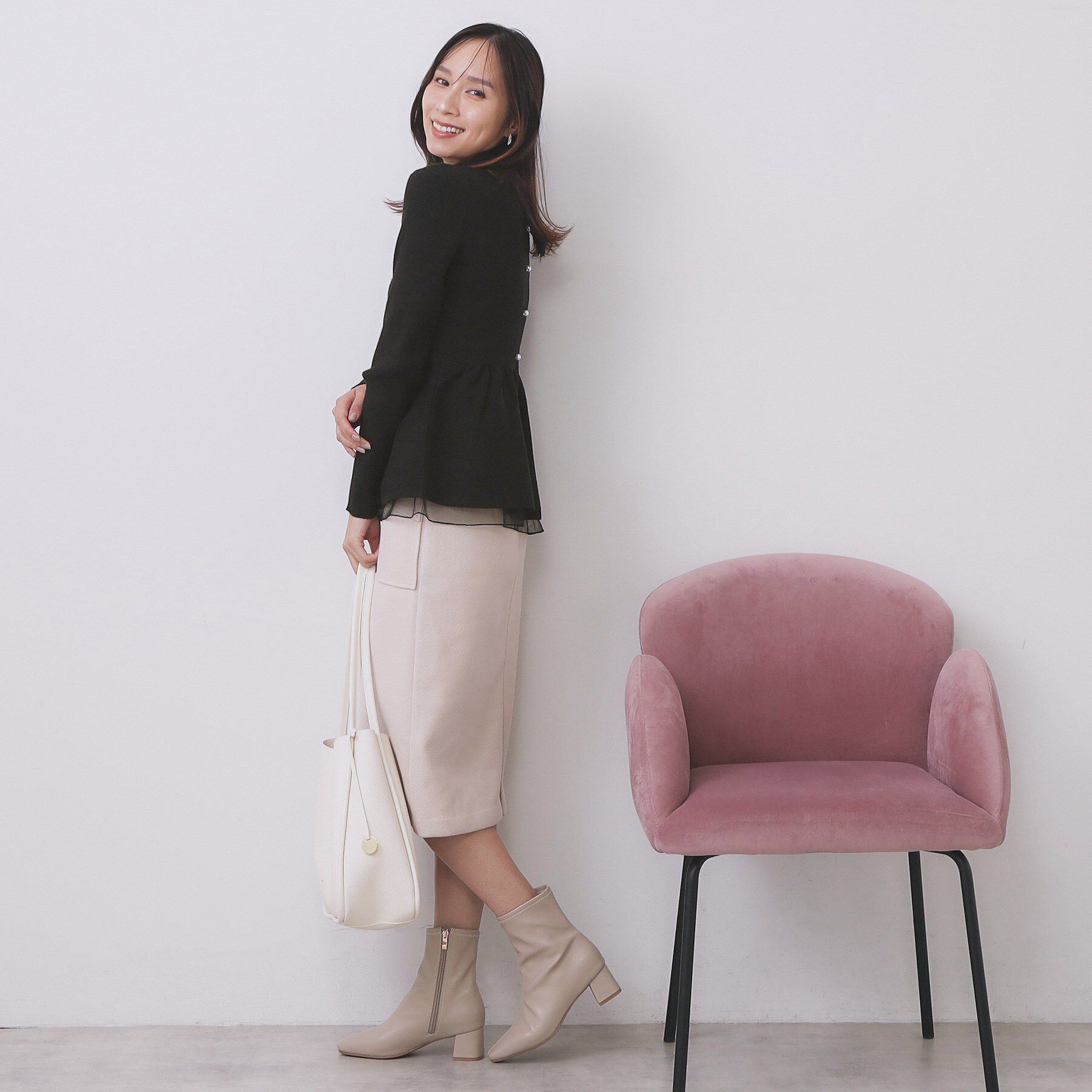 index「ペプラムチュールレイヤードニット【洗濯機OK】」|ニット・セーター|