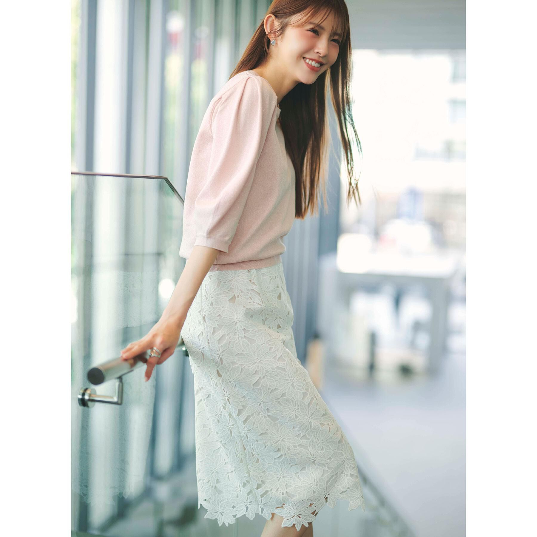 index「《XS~3L》フラワーレースタイトスカート【洗濯機OK】」|スカート|