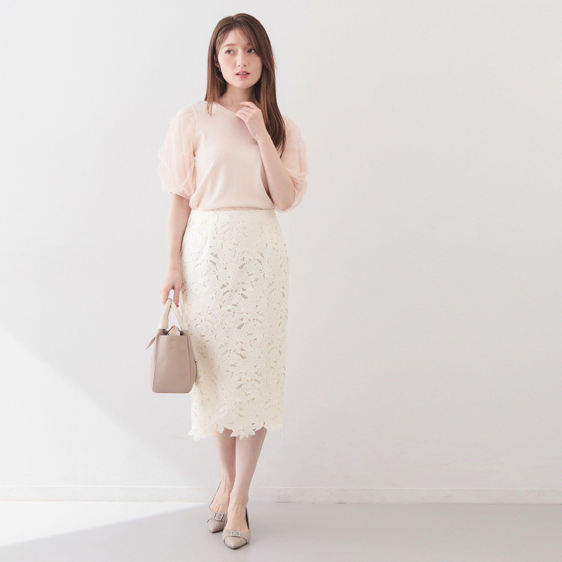 index「《XS~3L》フラワーレースタイトスカート【洗濯機OK】」|スカート|