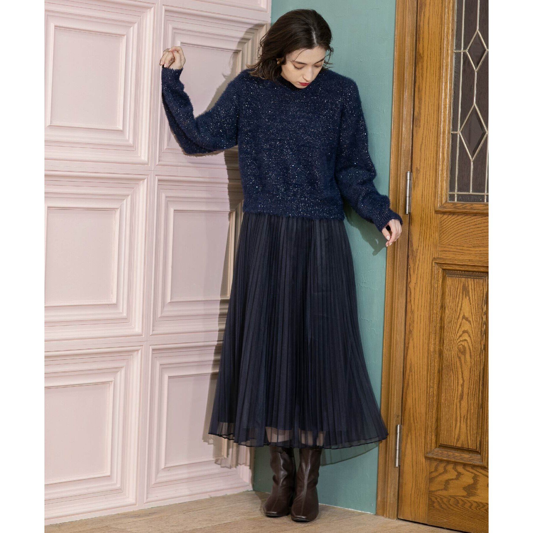 OPAQUE.CLIP「《通勤対応》チュールプリーツフレアスカート【洗濯機洗い可】」|スカート|