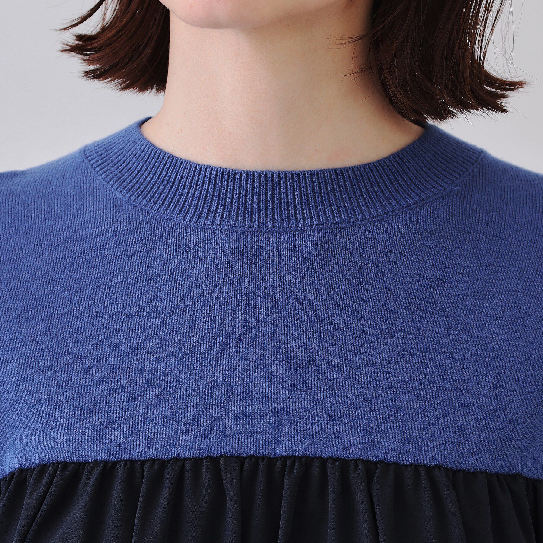 OPAQUE.CLIP「ギャザーフハクドッキングニット【洗濯機洗い可】」|ニット・セーター|