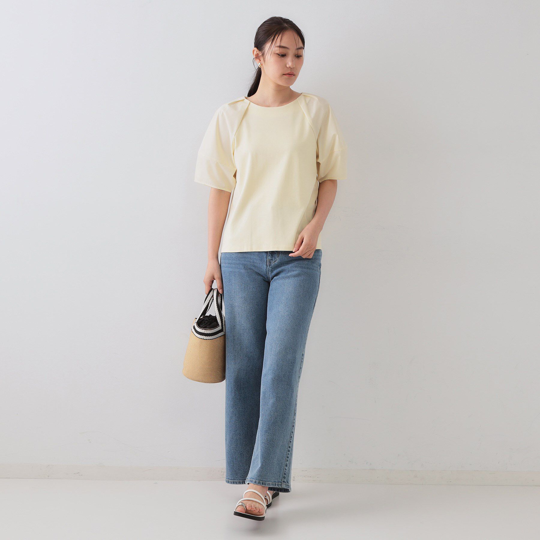 OPAQUE.CLIP「《S-LLサイズ》ランタンスリーブトップス【UV/接触冷感/洗濯機洗い可】」|Tシャツ・カットソー|