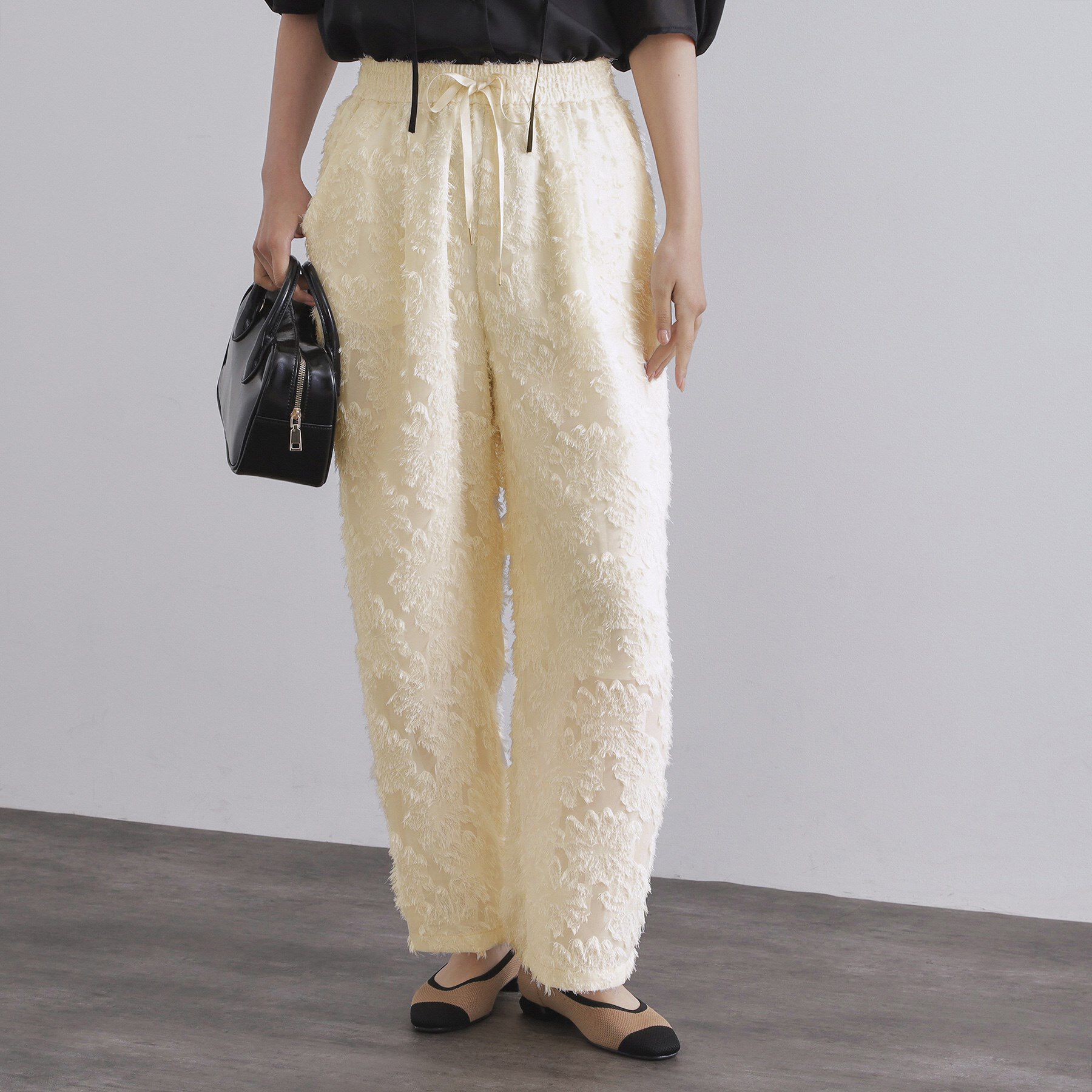 OPAQUE.CLIP「フリンジジャカードイージーパンツ【洗濯機洗い可】」|その他|アイボリー(004)