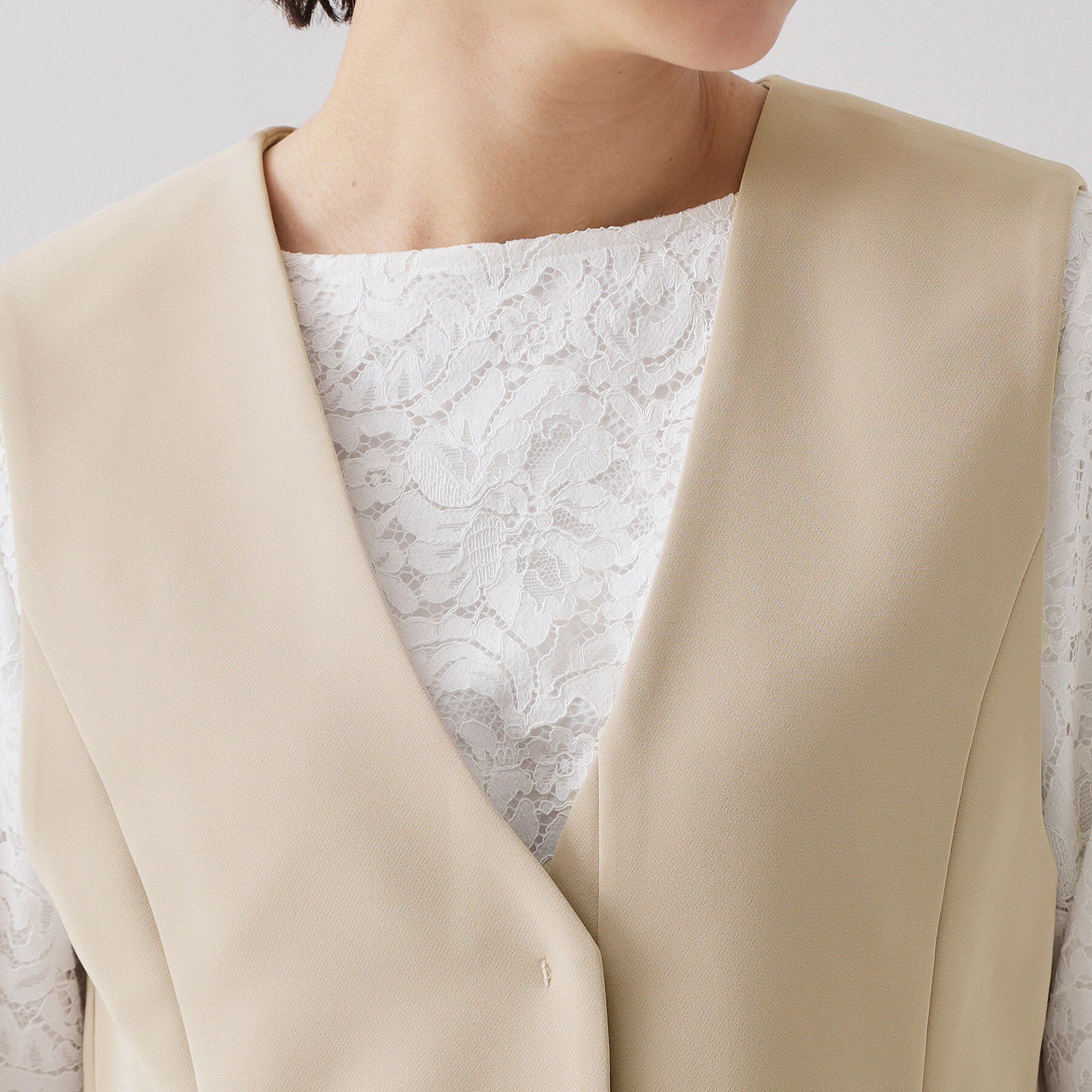 OPAQUE.CLIP「ペプラムジレ/セットアップ対応可【洗濯機OK】」|ベスト・ジレ|